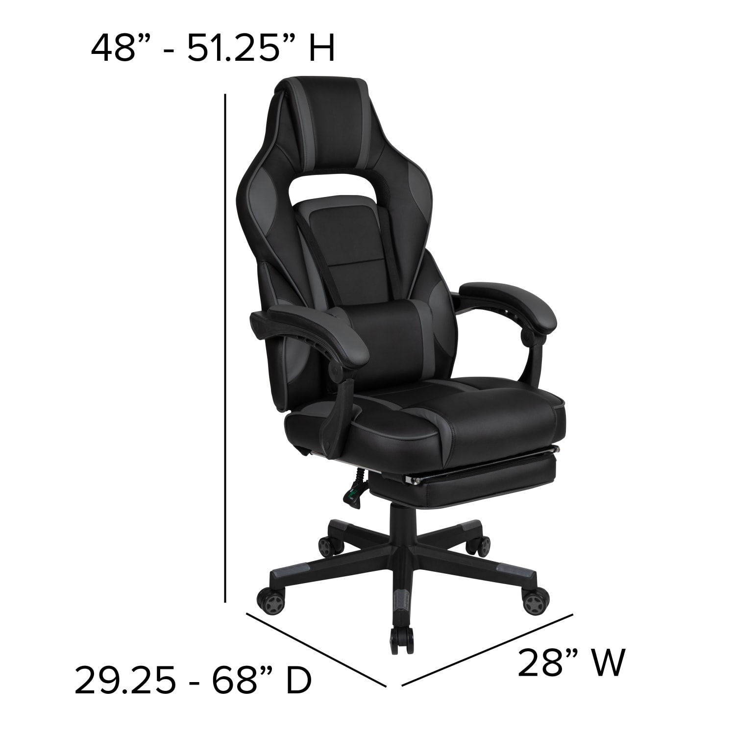 Flash Furniture X40 Gaming Chair With Fully Reclining Back And Arms BlackGray PopularChairscom