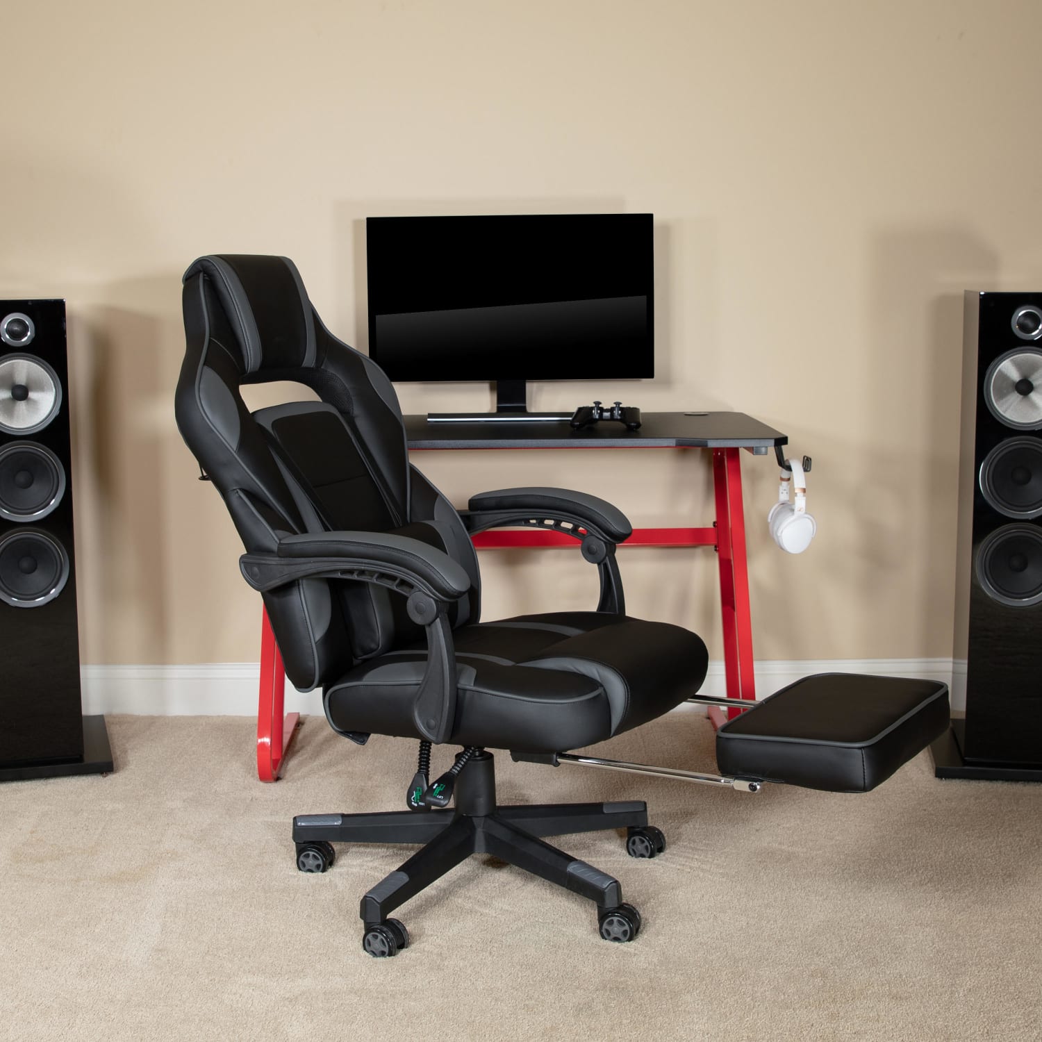Flash Furniture X40 Gaming Chair With Fully Reclining Back And Arms BlackGray PopularChairscom