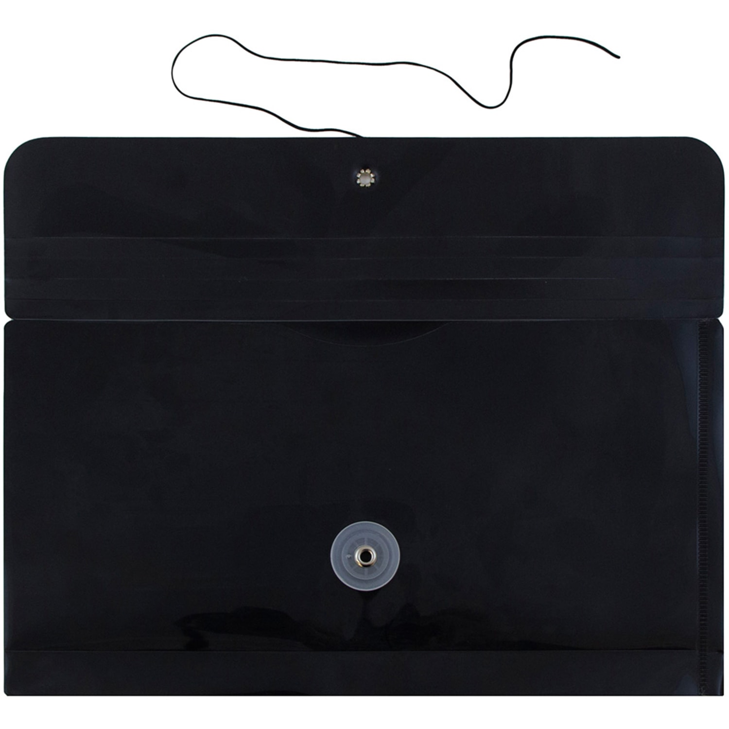 JAM Paper Booklet Plastic Envelopes, #10, Button & String Closure, Black, Pack Of 12 - Image 3