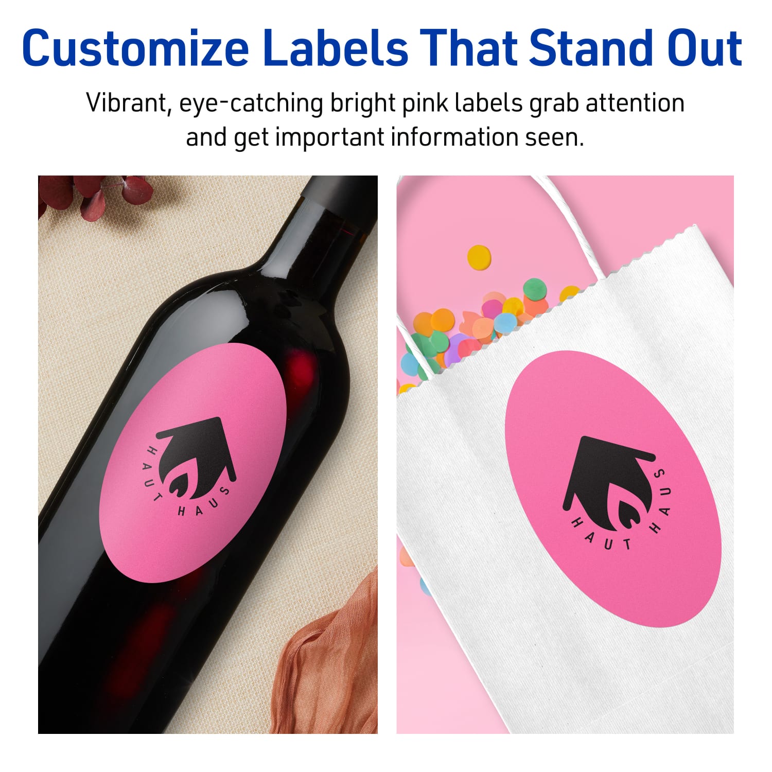 Avery Print-To-The-Edge Labels With Sure Feed Technology, 94057-BPP40, Oval, 4in x 6in, Matte Bright Pink, Pack of 80 - Image 4