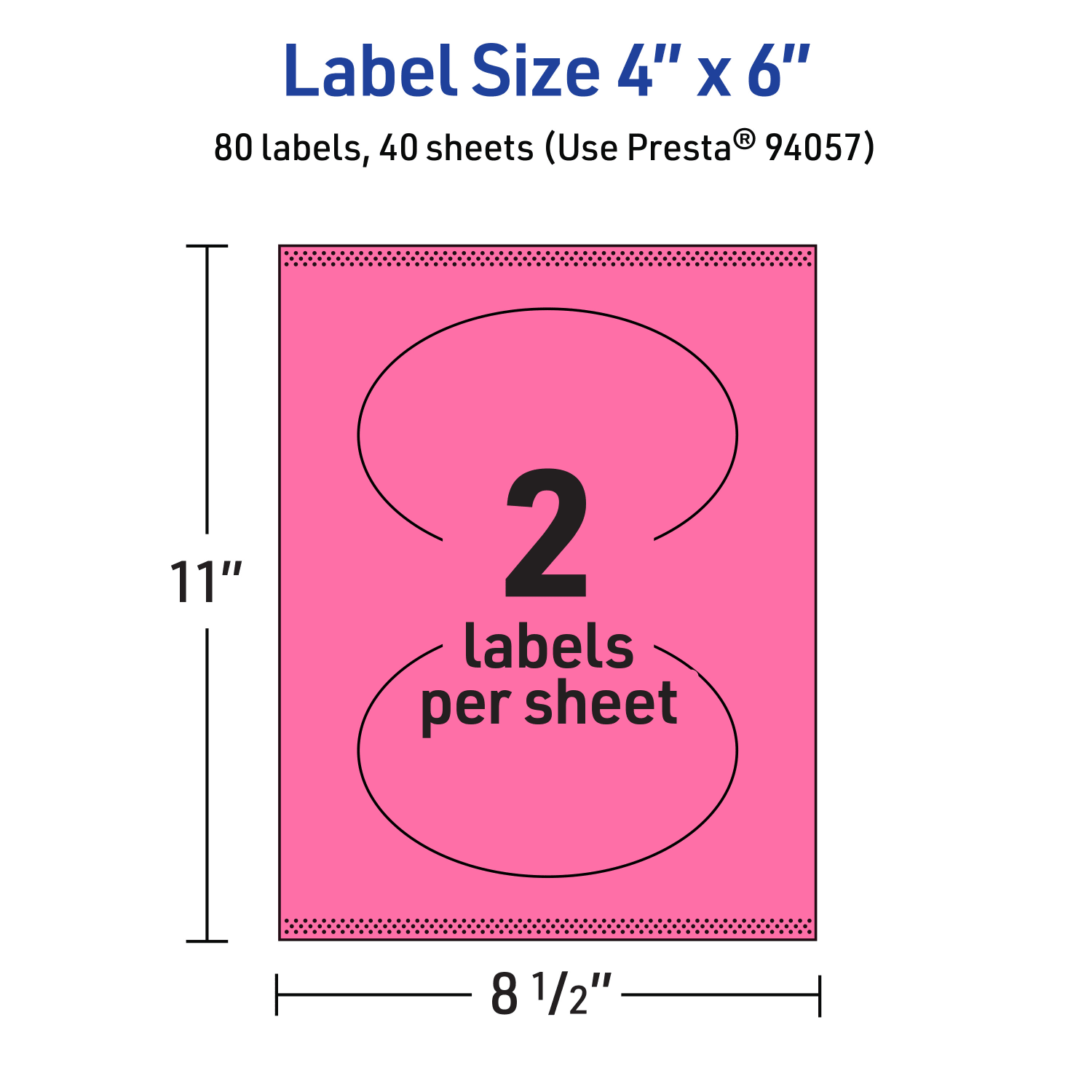 Avery Print-To-The-Edge Labels With Sure Feed Technology, 94057-BPP40, Oval, 4in x 6in, Matte Bright Pink, Pack of 80 - Image 6