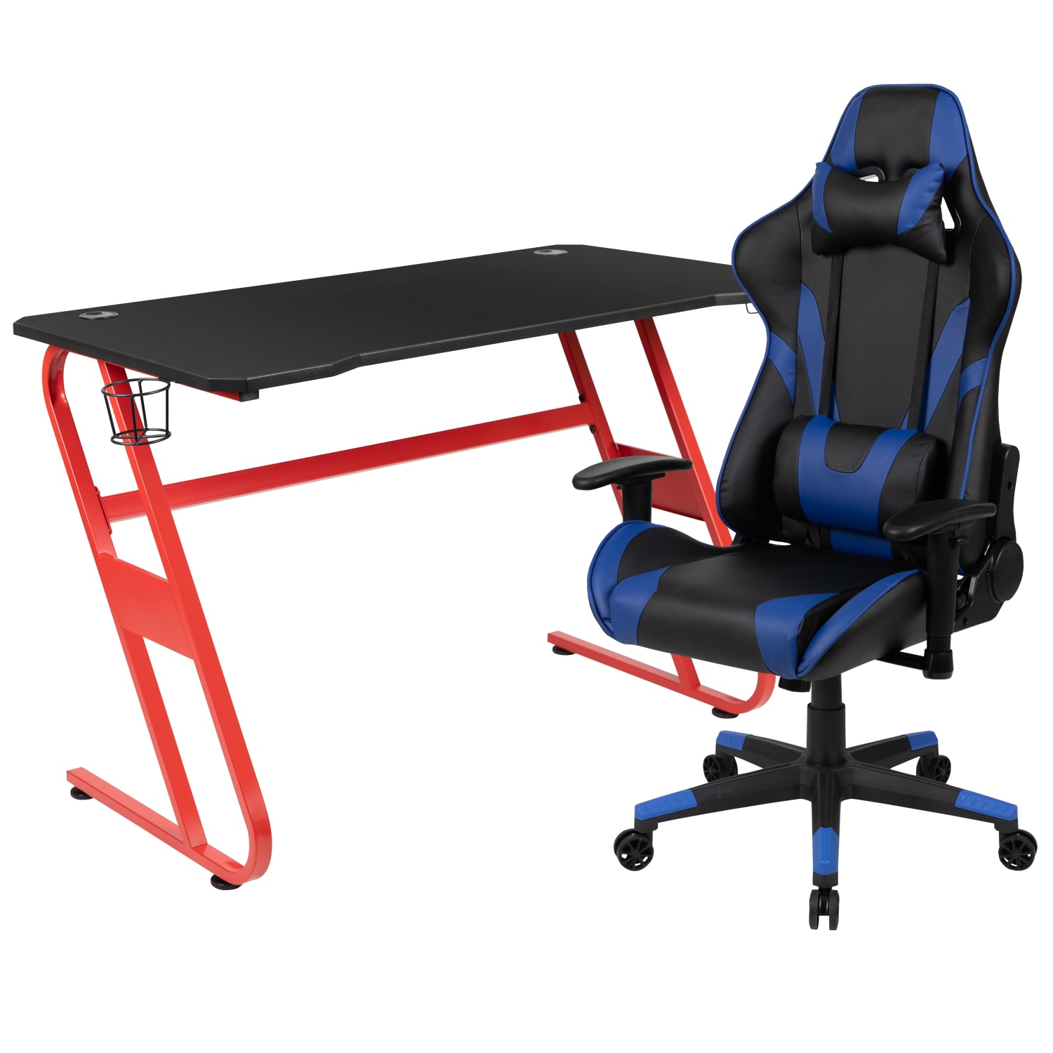 Flash Furniture Gaming Desk And Reclining Chair Set With Cup Holder And Headphone Hook, Blue, BLNX20RSG1030BL - Image 3