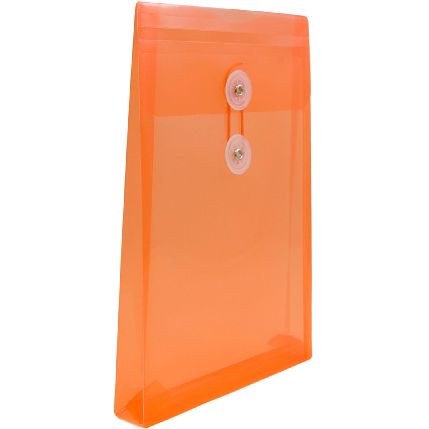 JAM Paper Open-End Plastic Envelopes, 6 1/4in x 9 1/4in, Button & String Closure, Bright Orange, Pack Of 12 - Image 4