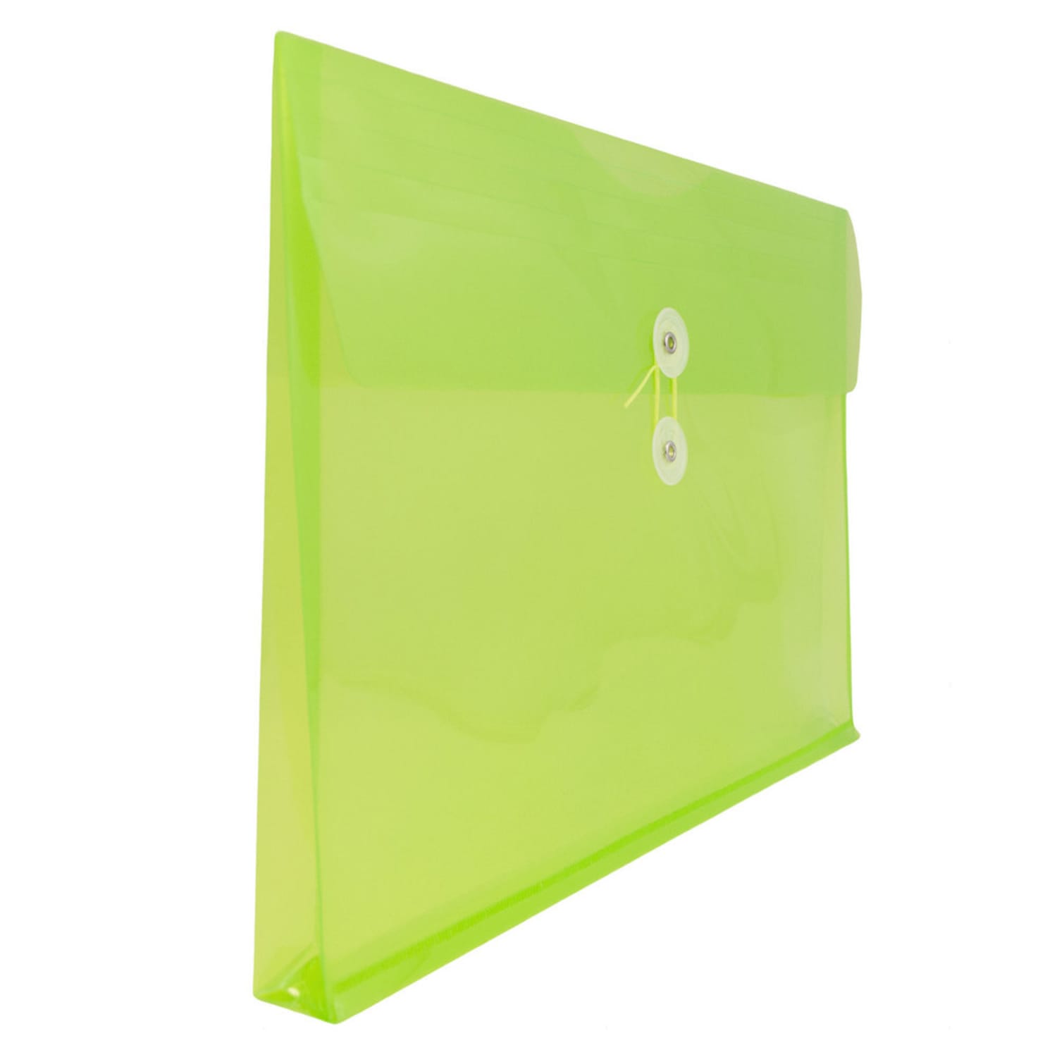 JAM Paper Booklet Plastic Envelopes, Letter-Size, 9 3/4in x 13in, Button & String Closure, Lime Green, Pack Of 12 - Image 5