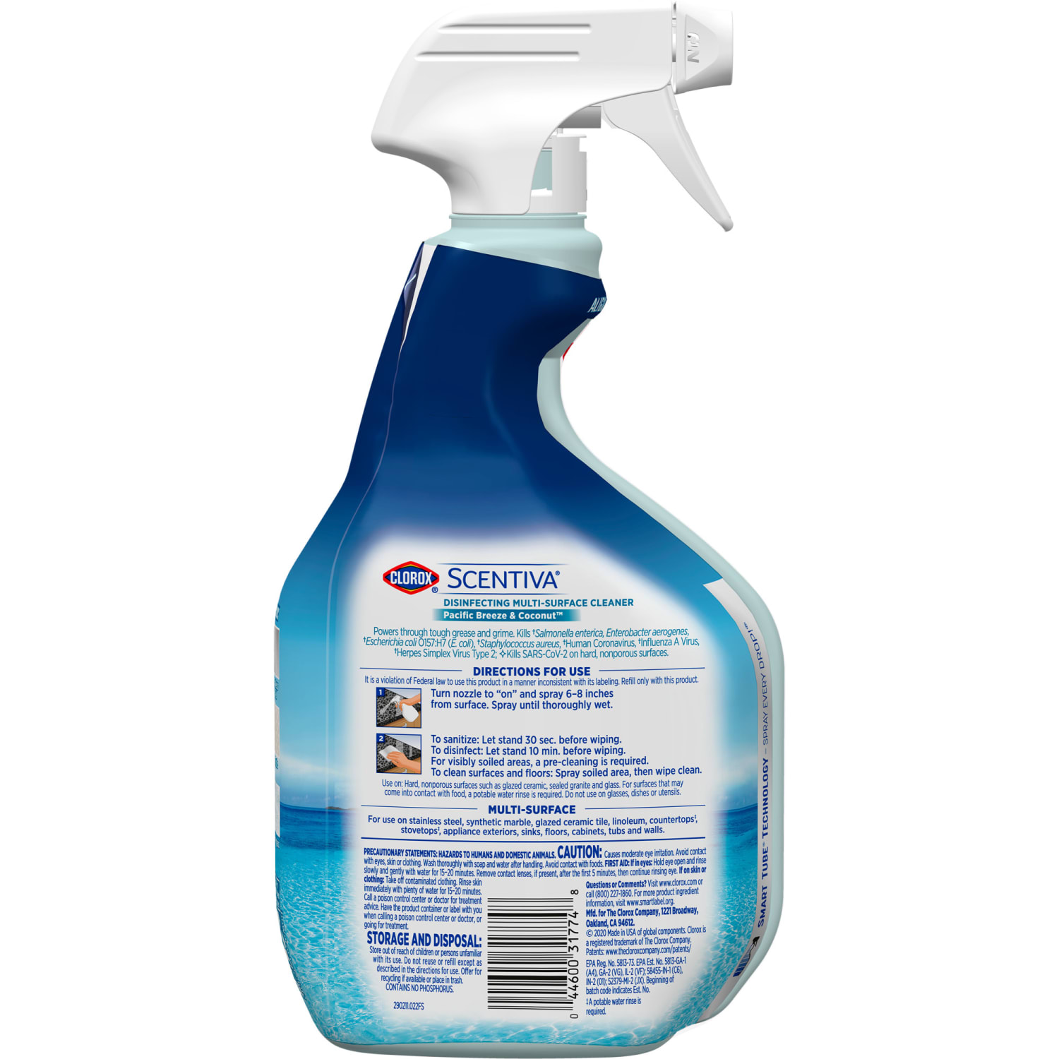 Clorox Scentiva Multi Surface Cleaner, Spray Bottle, Bleach Free, Pacific Breeze & Coconut, 32 Oz, Case Of 9 Bottles - Image 3
