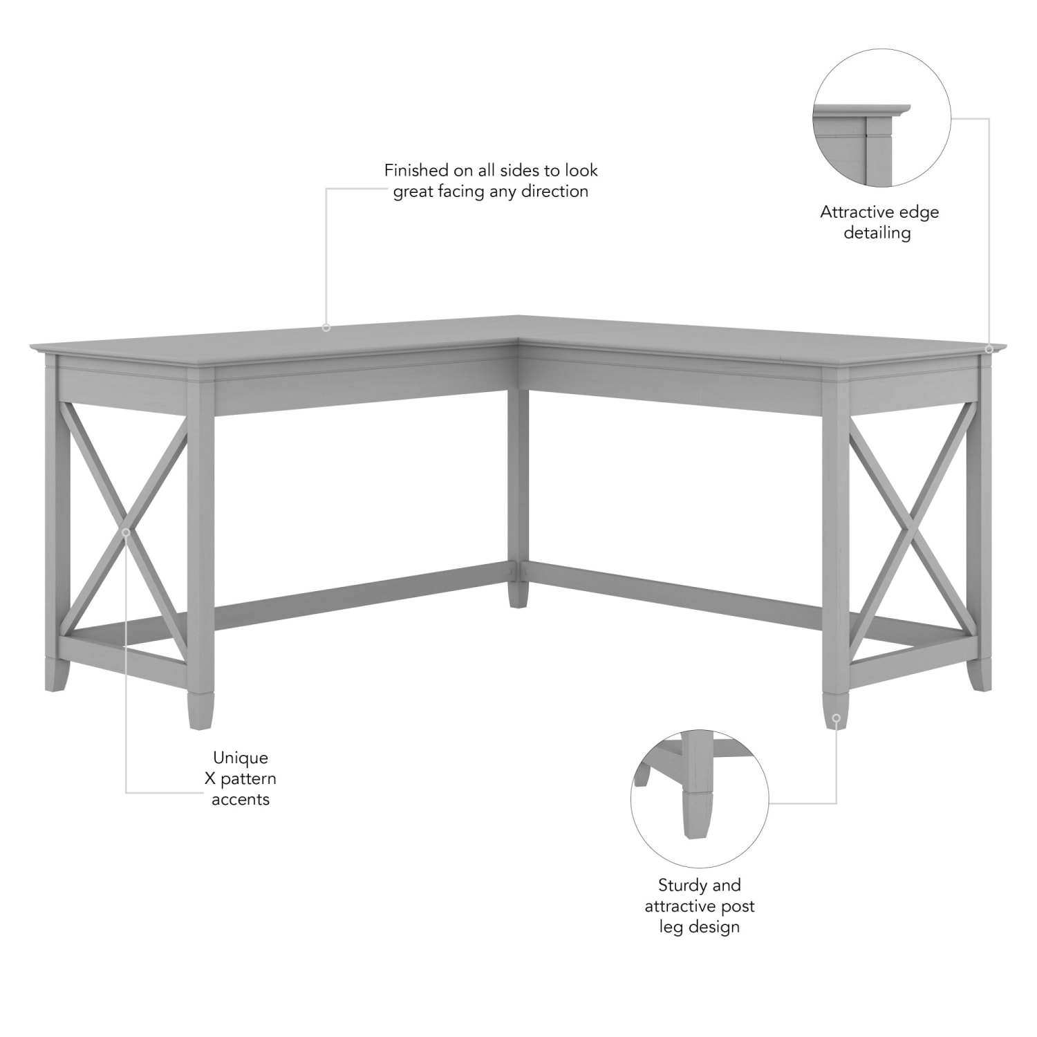 Bush Business Furniture Key West 60inW L-Shaped Corner Desk, Cape Cod Gray, Standard Delivery - Image 4