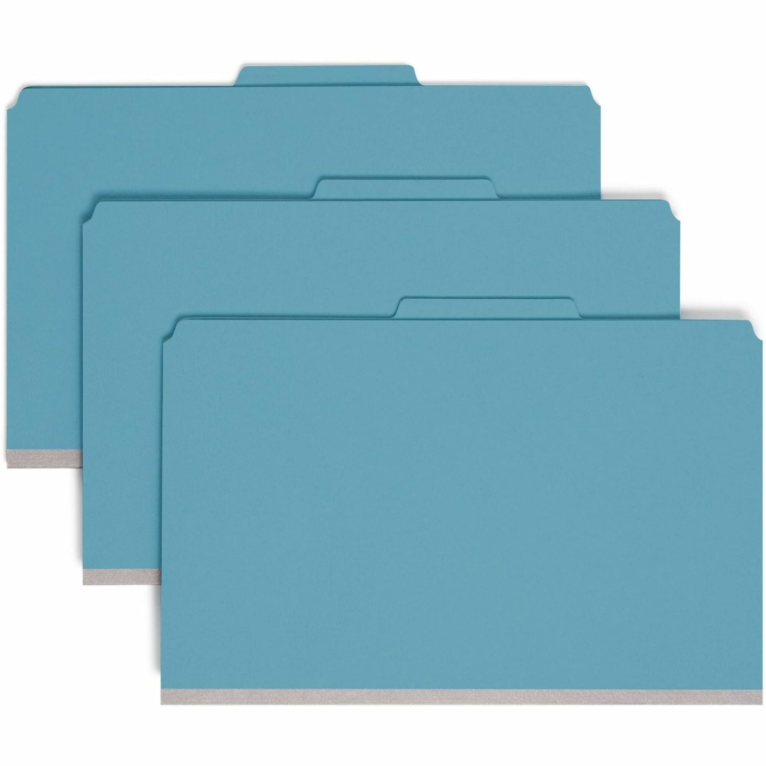 Smead Pressboard Classification Folders With SafeSHIELD Fasteners, 2 Dividers, Legal Size, 100% Recycled, Blue, Box Of 10 - Image 6
