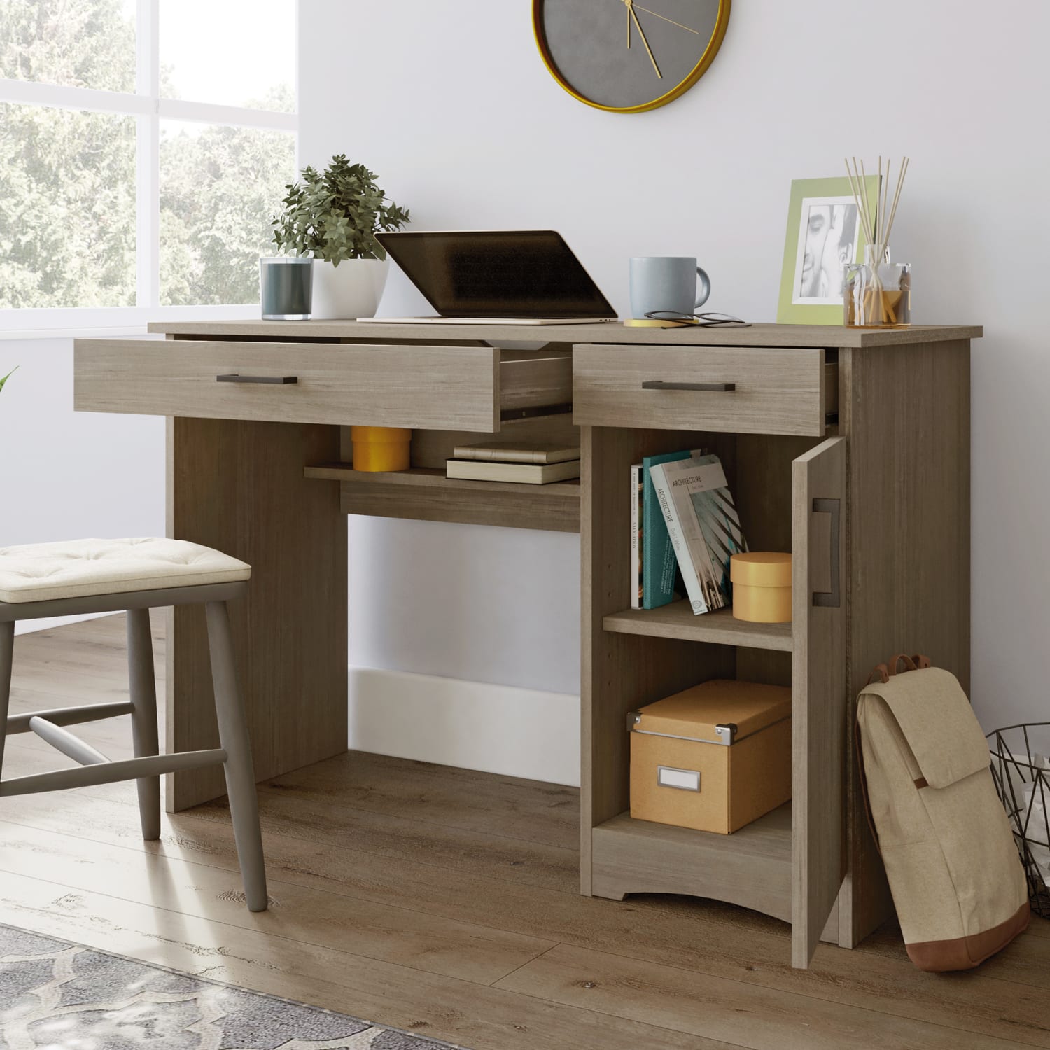 Sauder Beginnings 47inW Computer Desk, Silver Sycamore - Image 4