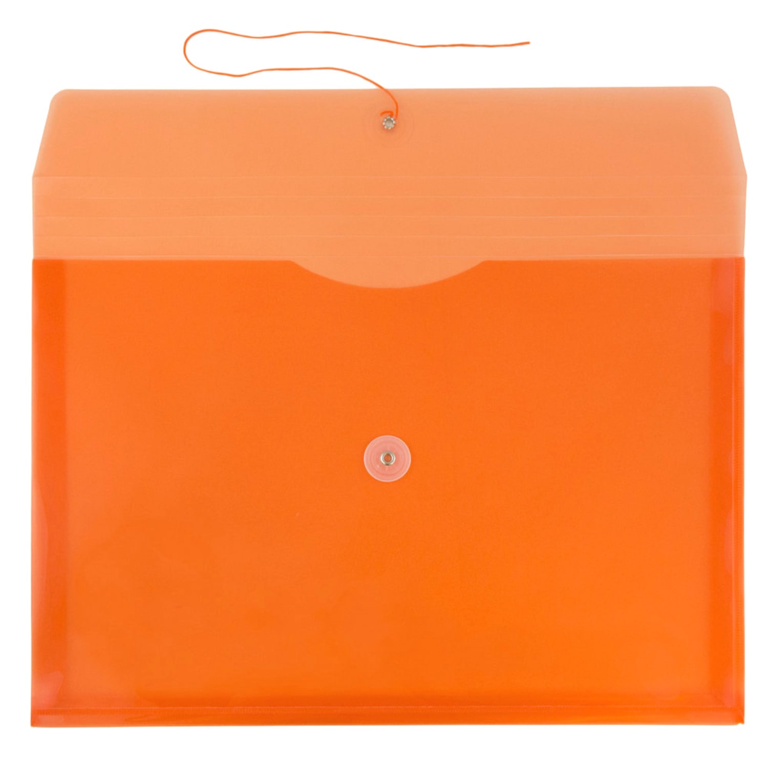 JAM Paper Booklet Plastic Envelopes, Letter-Size, 9 3/4in x 13in, Button & String Closure, Orange, Pack Of 12 - Image 4