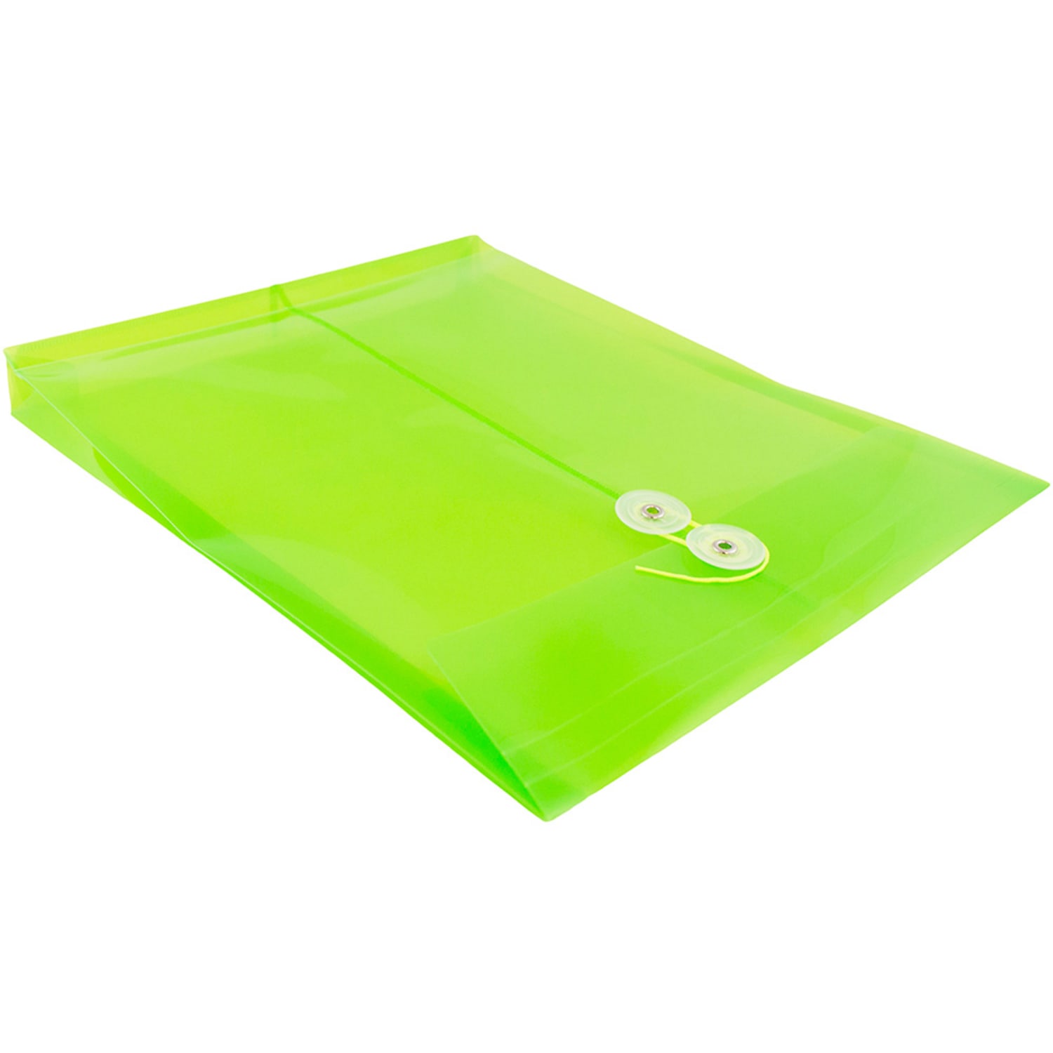 JAM Paper Open-End Plastic Envelopes, Letter-Size, 9 3/4in x 11 3/4in, Button & String Closure, Lime Green, Pack Of 12 - Image 5