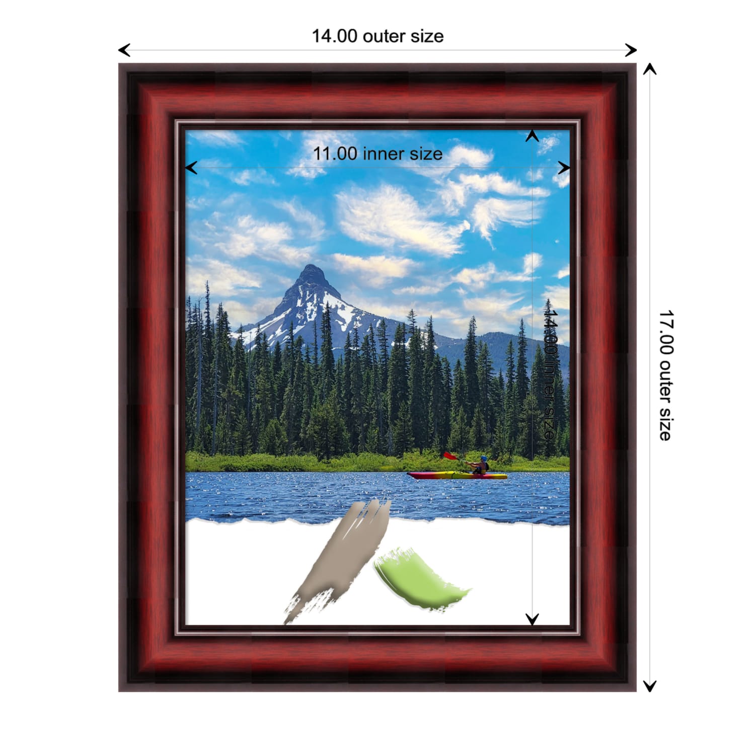 Amanti Art Wood Picture Frame, Opening Size 11in x 14in, 14in x 17in, Rubino Cherry Scoop - Image 5