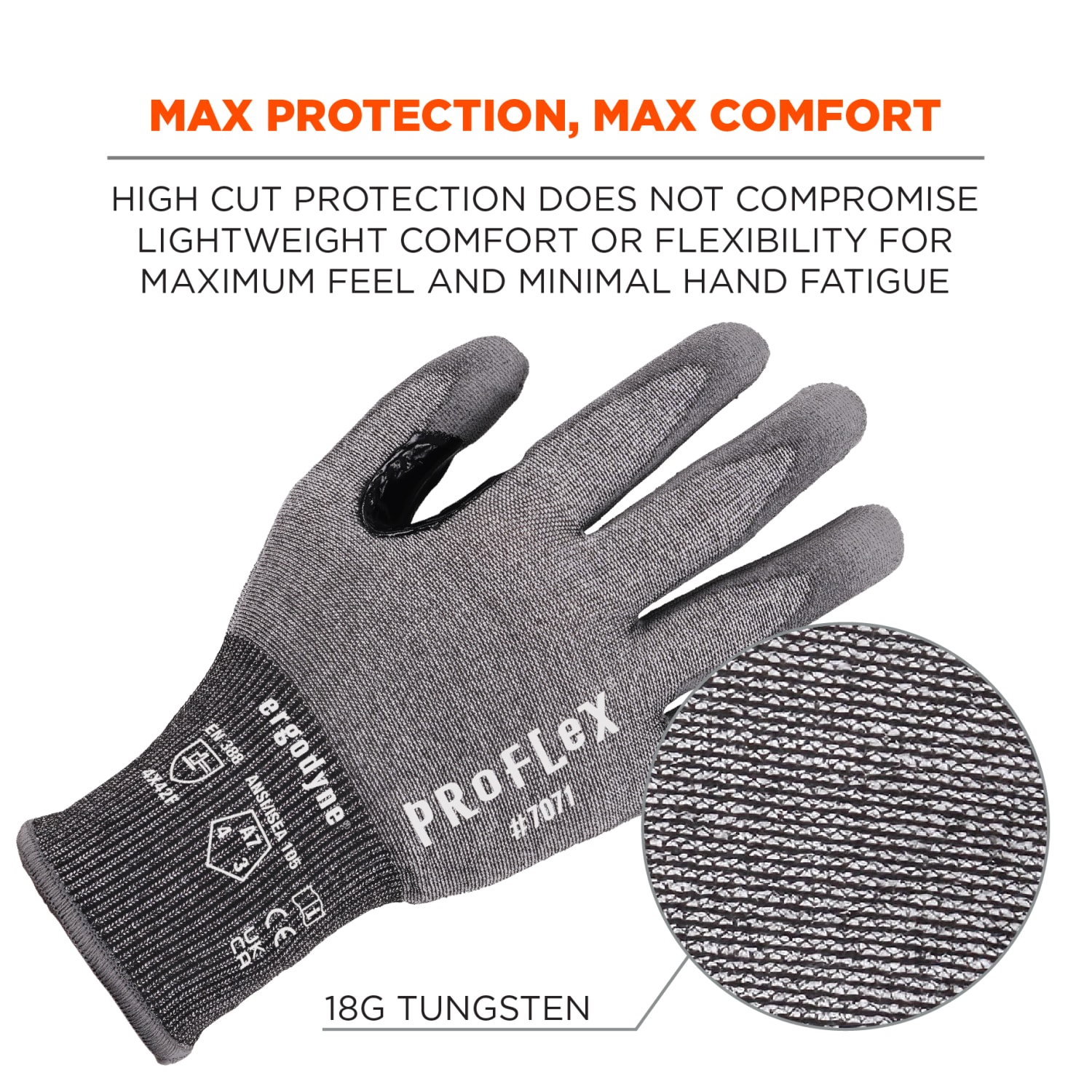 Ergodyne Proflex 7071 PU-Coated Cut-Resistant Gloves, Gray, 2X - Image 6