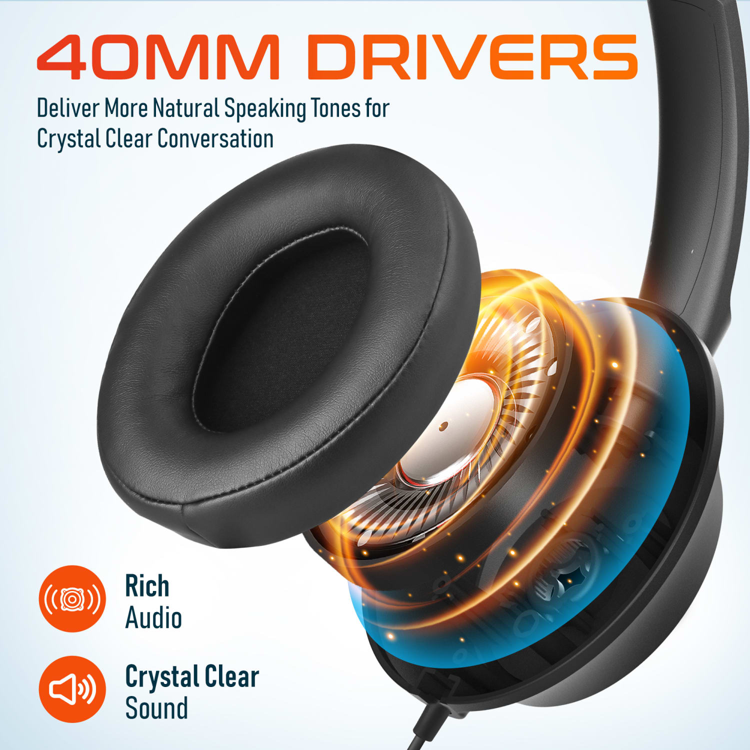 Delton 42Y Noise-Canceling Stereo Over-Ear Headset, Black - Image 5