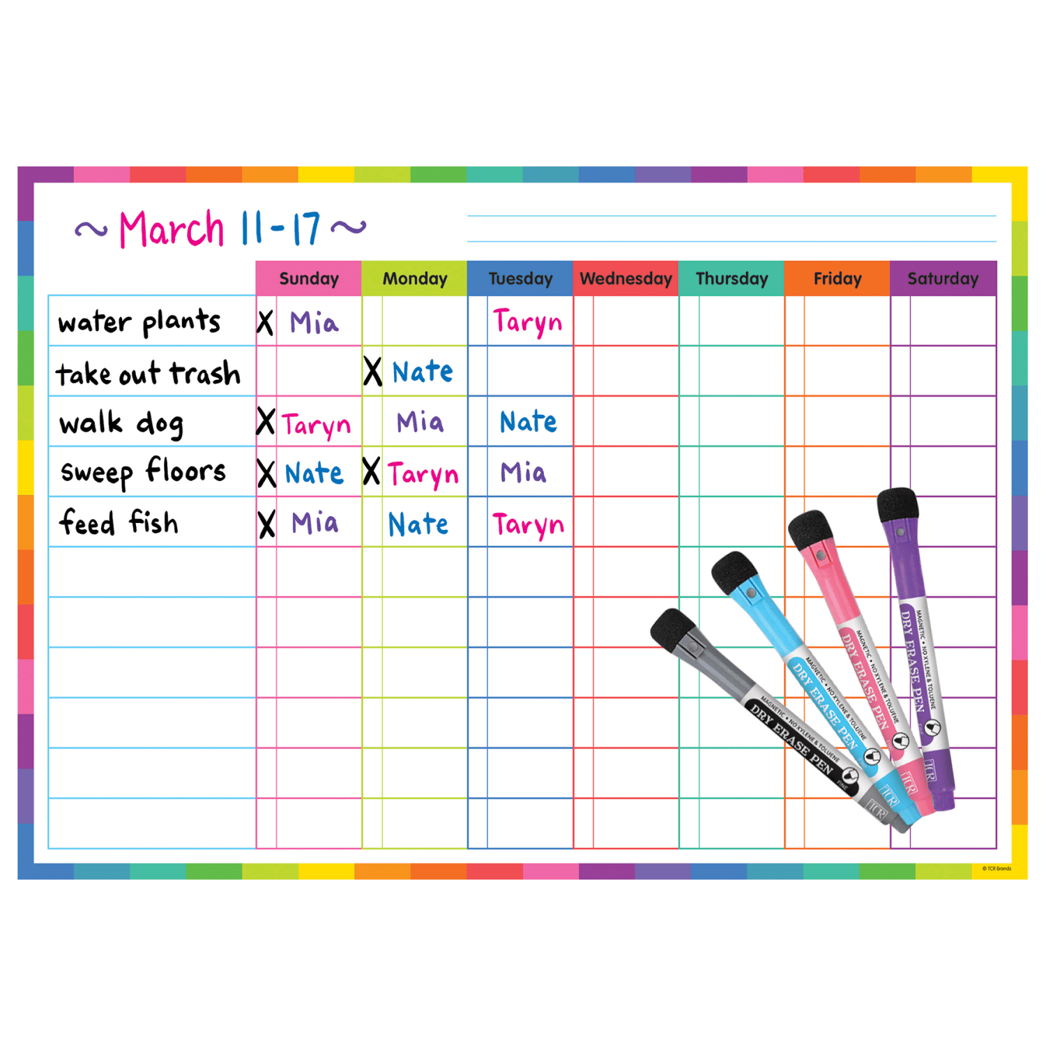 Teacher Created Resources Colorful Dry-Erase Magnetic Task Chart, 17in x 12in, Multicolor - Image 3