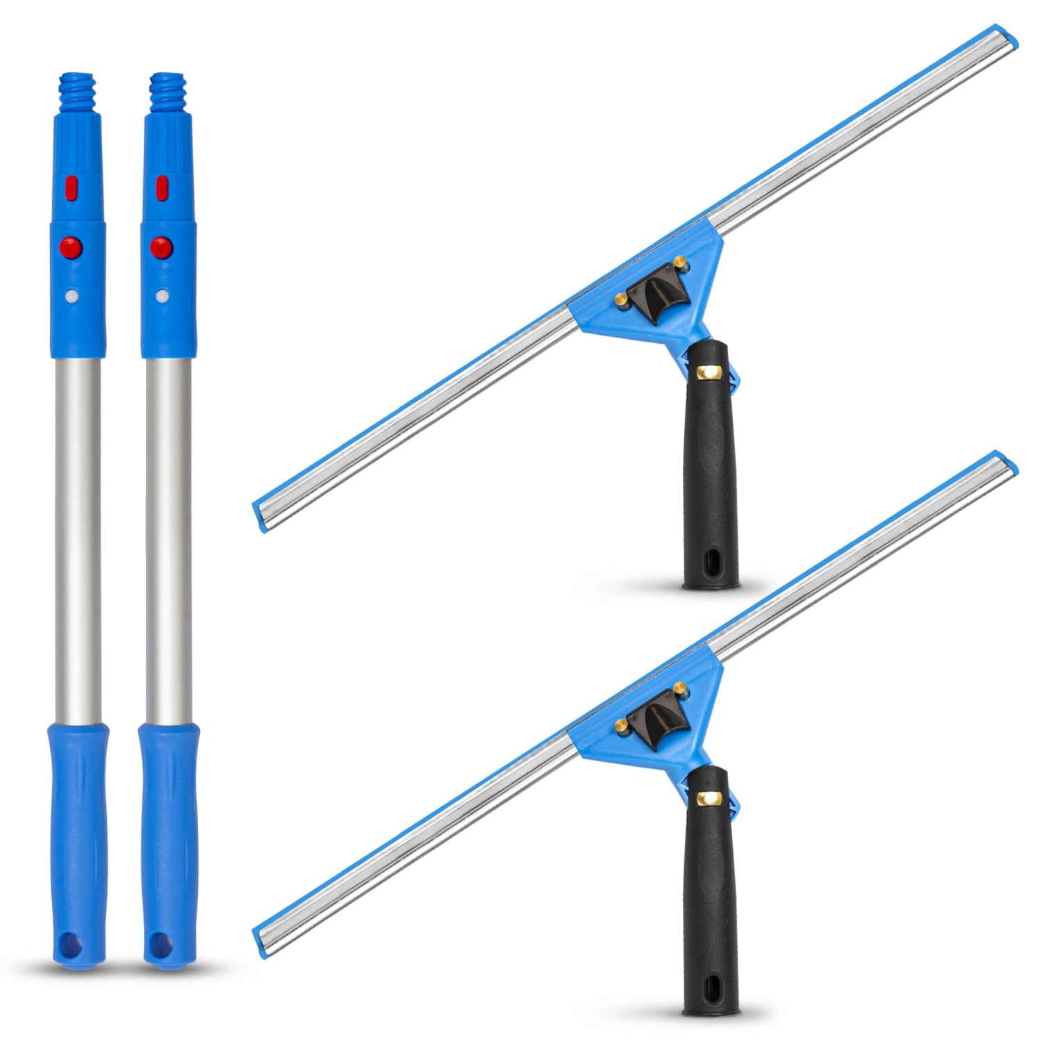 Gritt Commercial Swivel Window Squeegee And Pole Window Washing Kit, 18in Squeegee/20in Pole, Multicolor, Pack Of 2 Kits