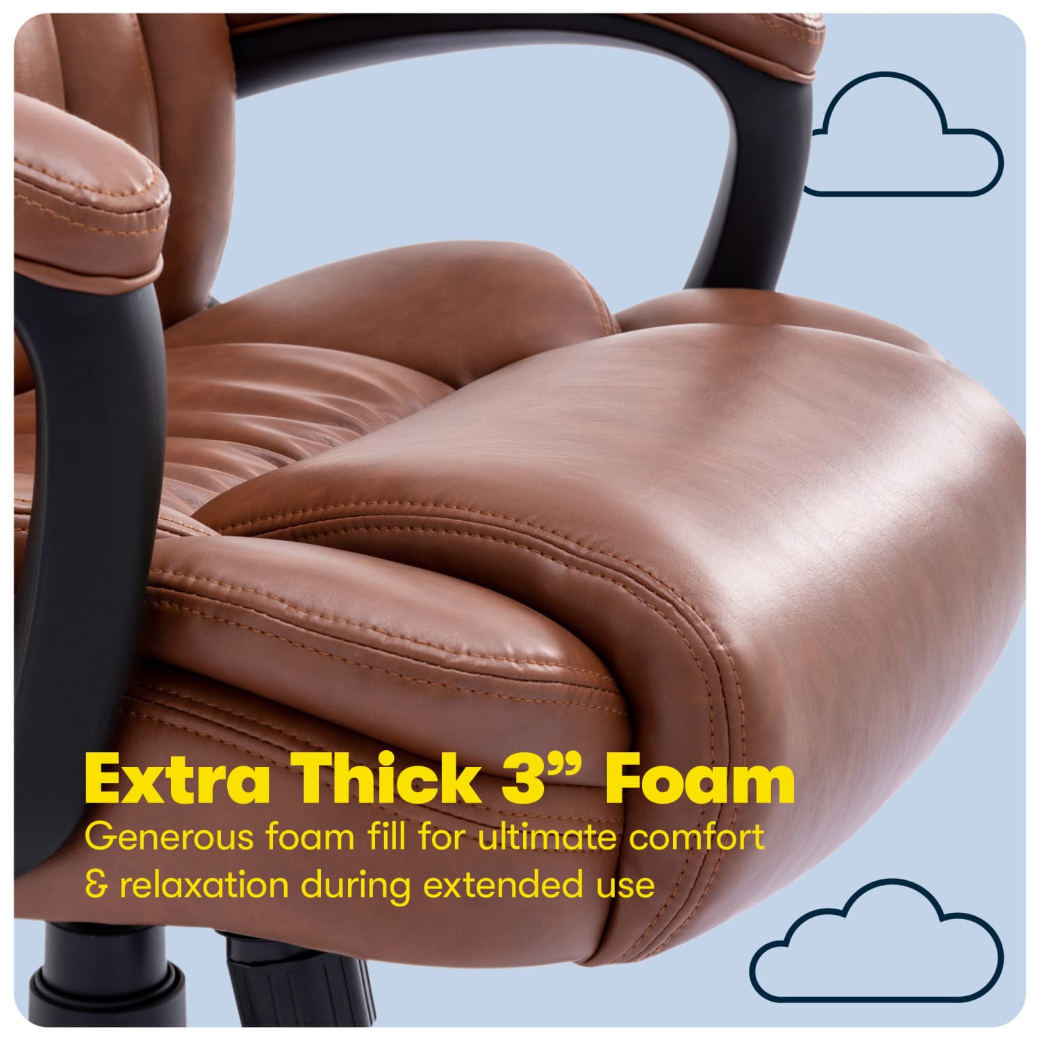 Serta Garret Ergonomic Bonded Leather High-Back Executive Chair, Cognac/Black - Image 9