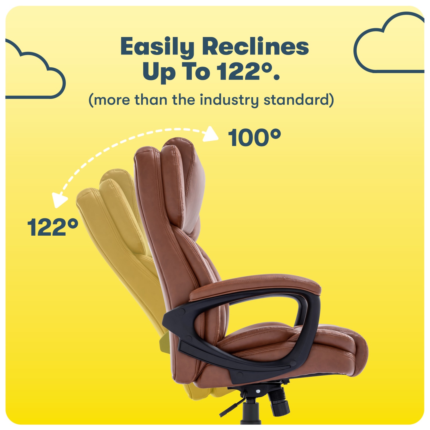 Serta Garret Ergonomic Bonded Leather High-Back Executive Chair, Cognac/Black - Image 12