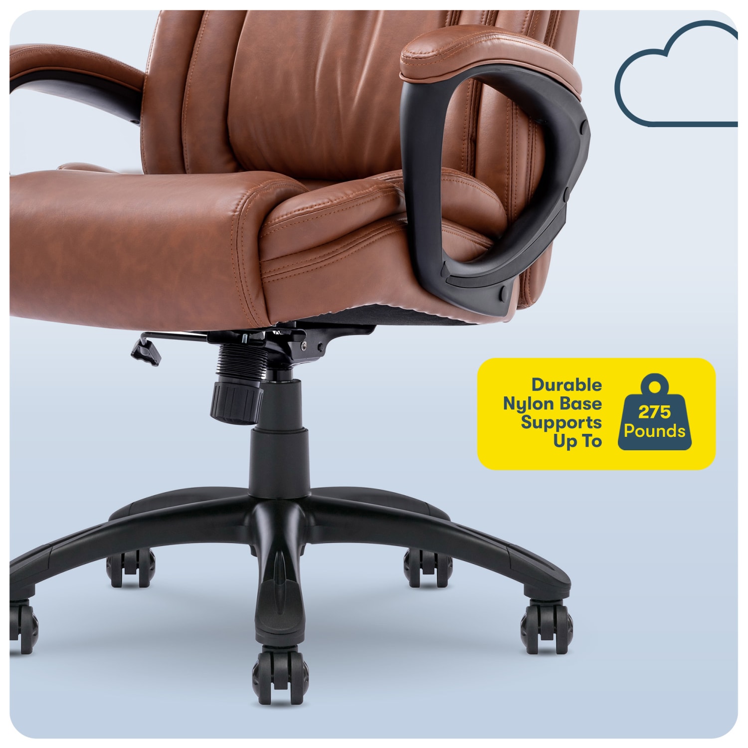 Serta Garret Ergonomic Bonded Leather High-Back Executive Chair, Cognac/Black - Image 13