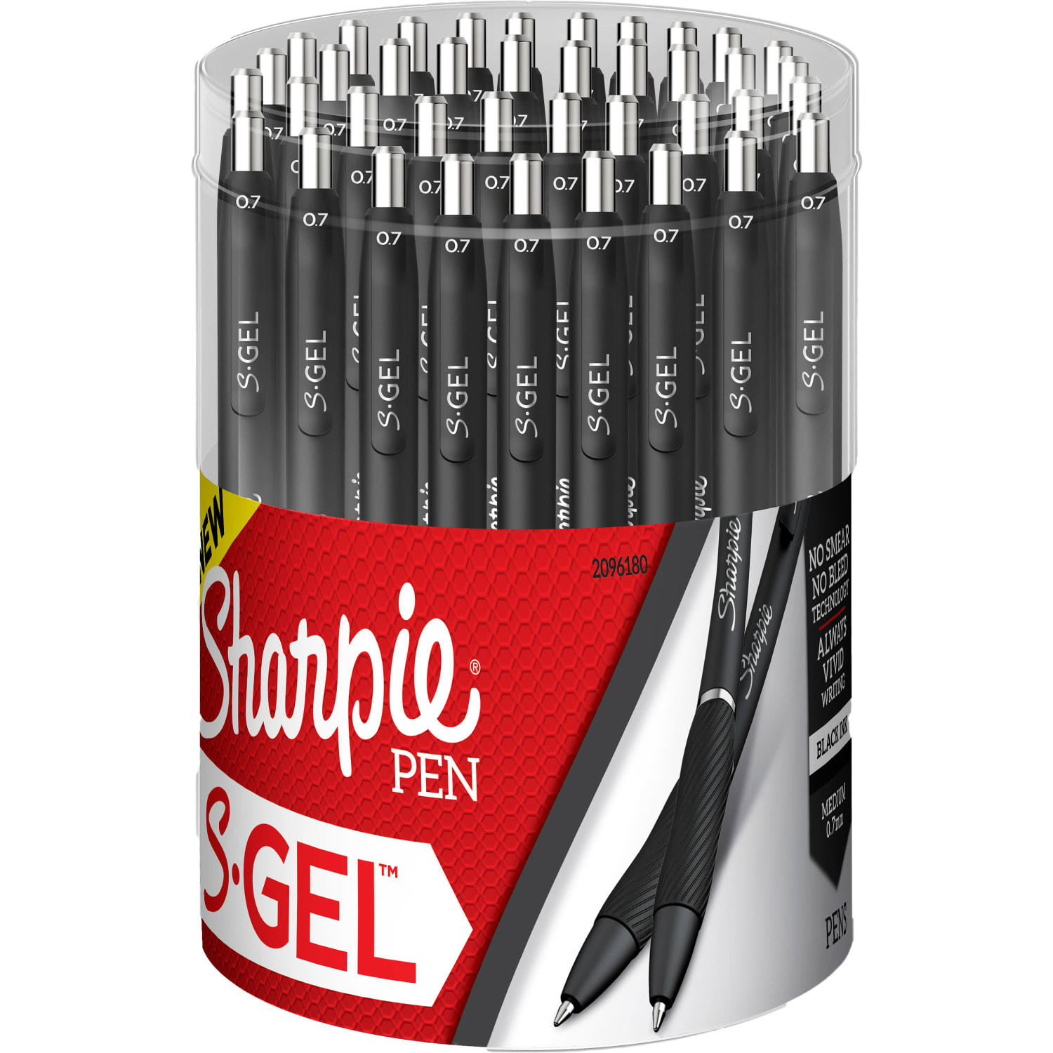 Sharpie S-Gel, Gel Pens, Medium Point (0.7mm), Black Ink Gel Pen, With Canister, 36 Count