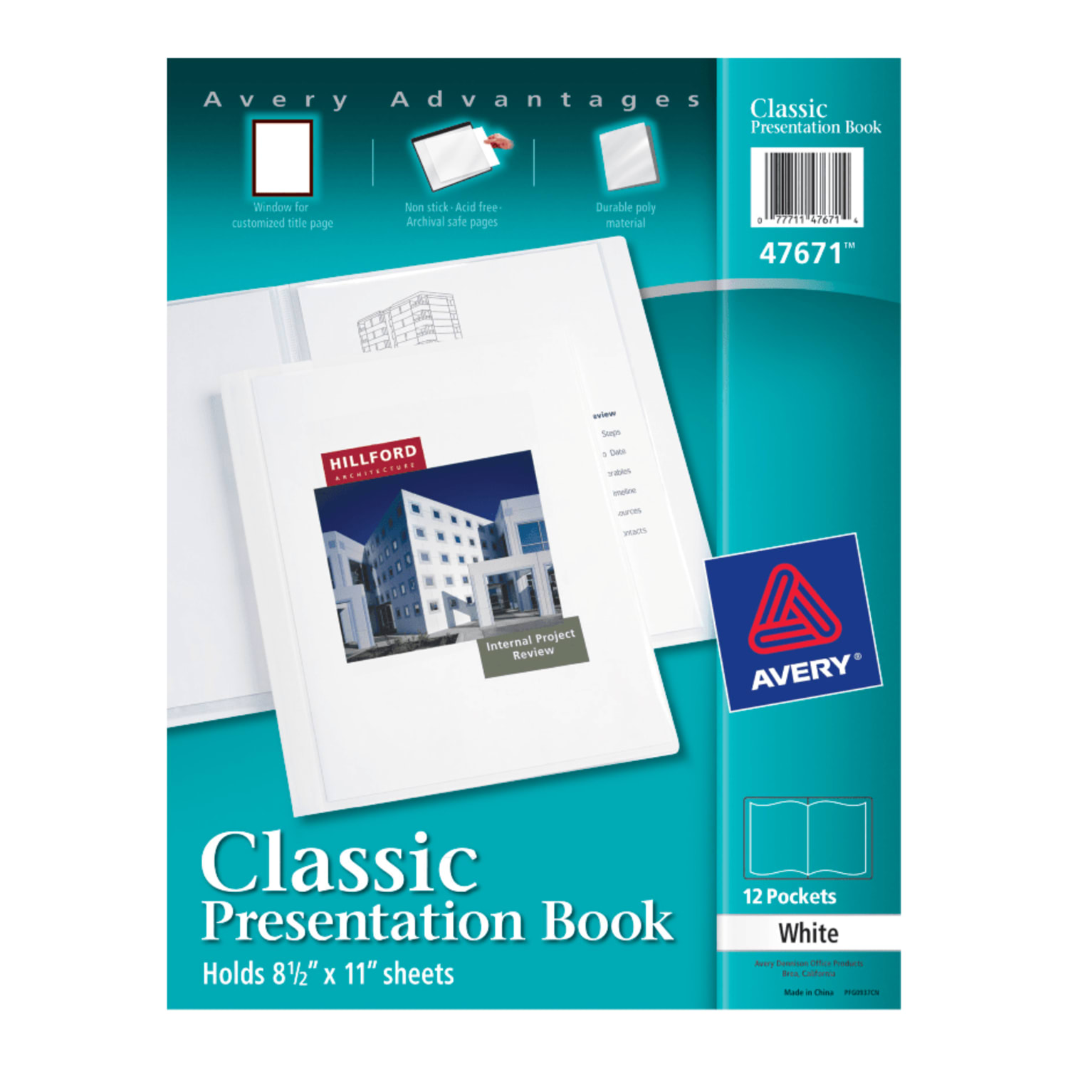 Avery Classic Presentation Book, 1in Round Rings, White