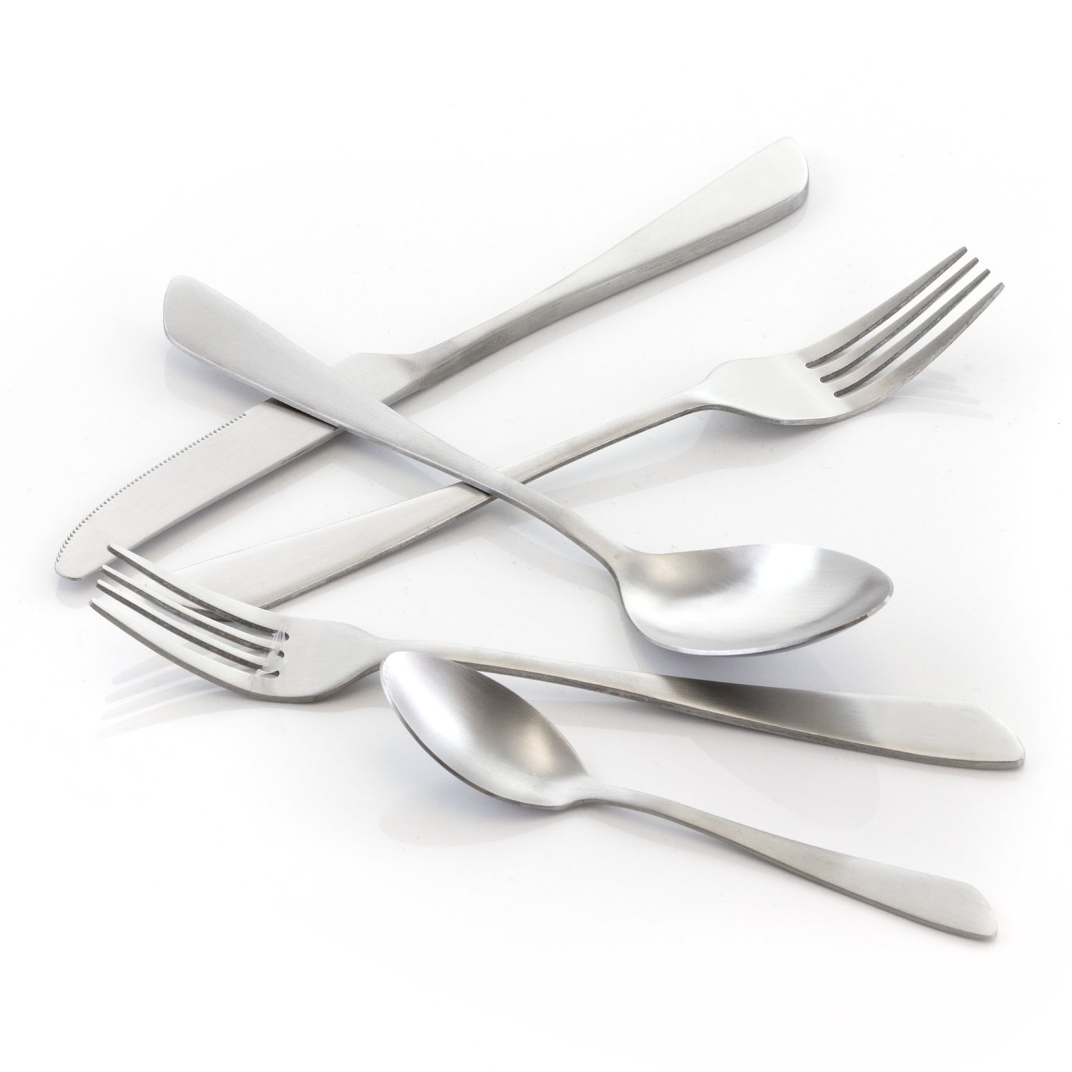 MegaChef Gibbous Stainless-Steel 20-Piece Flatware Utensil Set, Matte Silver - Image 3