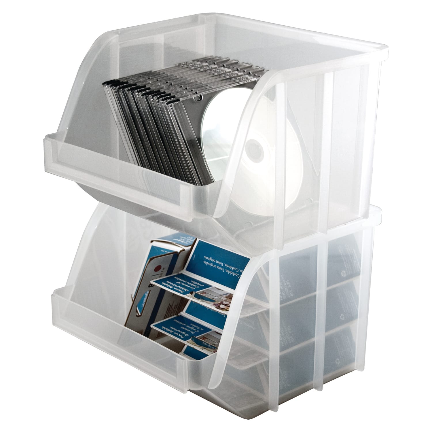 Office Depot Brand Mini Plastic Stacking Bin, Small Size, 6in x 8 3/4in x 9in, Clear - Image 3