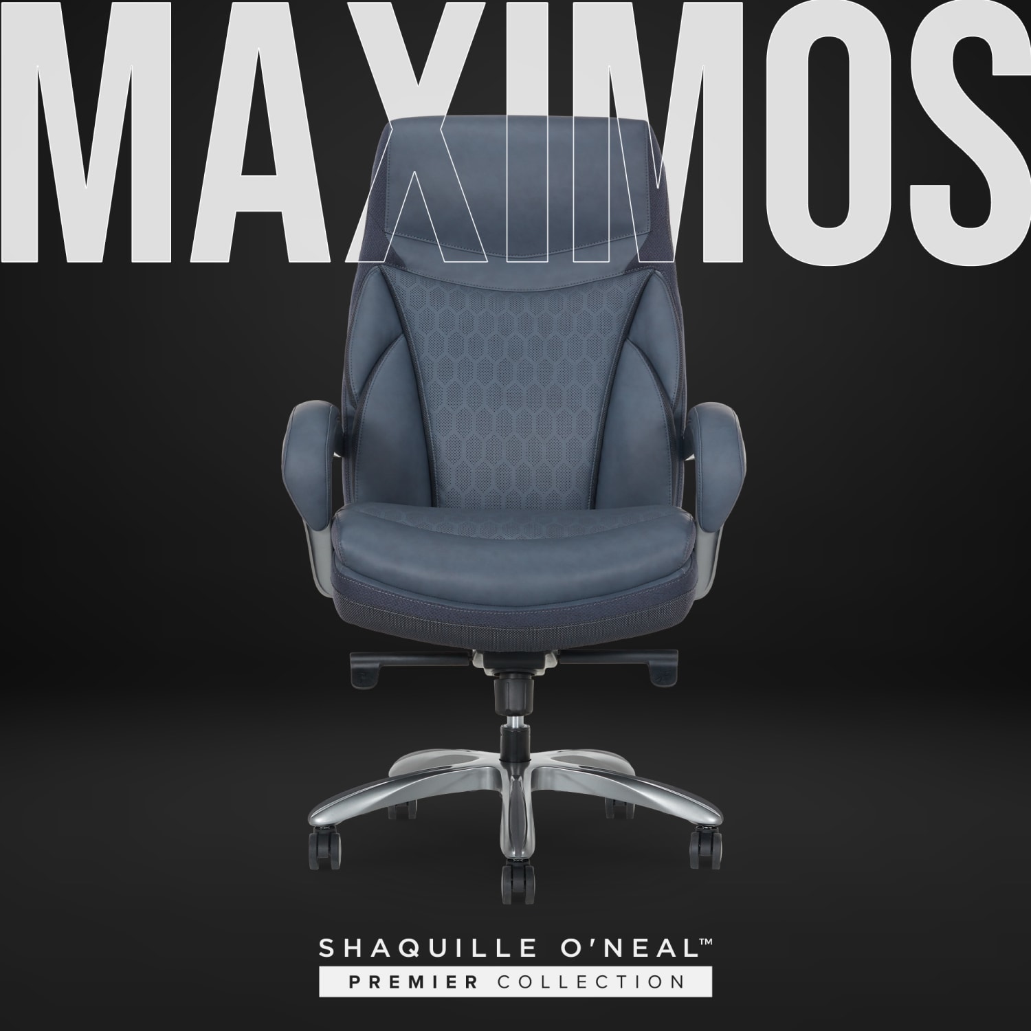Shaquille ONeal Maximos Big Tall Ergonomic Vegan Leather HighBack Executive Office Chair BlueSilver BIFMA Compliant PopularChairscom Shaquille O Neal Maximos Big Tall Ergonomic Vegan Leather High Back Executive Office Chair BlueSilver BIFMA Compliant PopularChairscom
