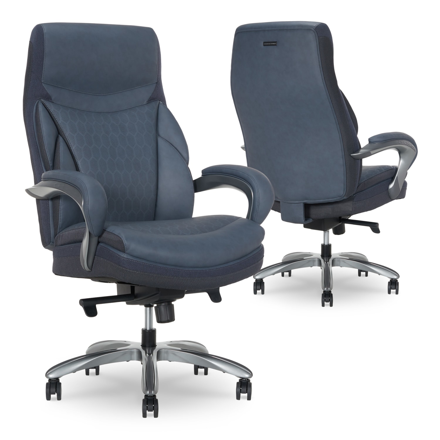 Shaquille ONeal Maximos Big Tall Ergonomic Vegan Leather HighBack Executive Office Chair BlueSilver BIFMA Compliant PopularChairscom Shaquille O Neal Maximos Big Tall Ergonomic Vegan Leather High Back Executive Office Chair BlueSilver BIFMA Compliant PopularChairscom