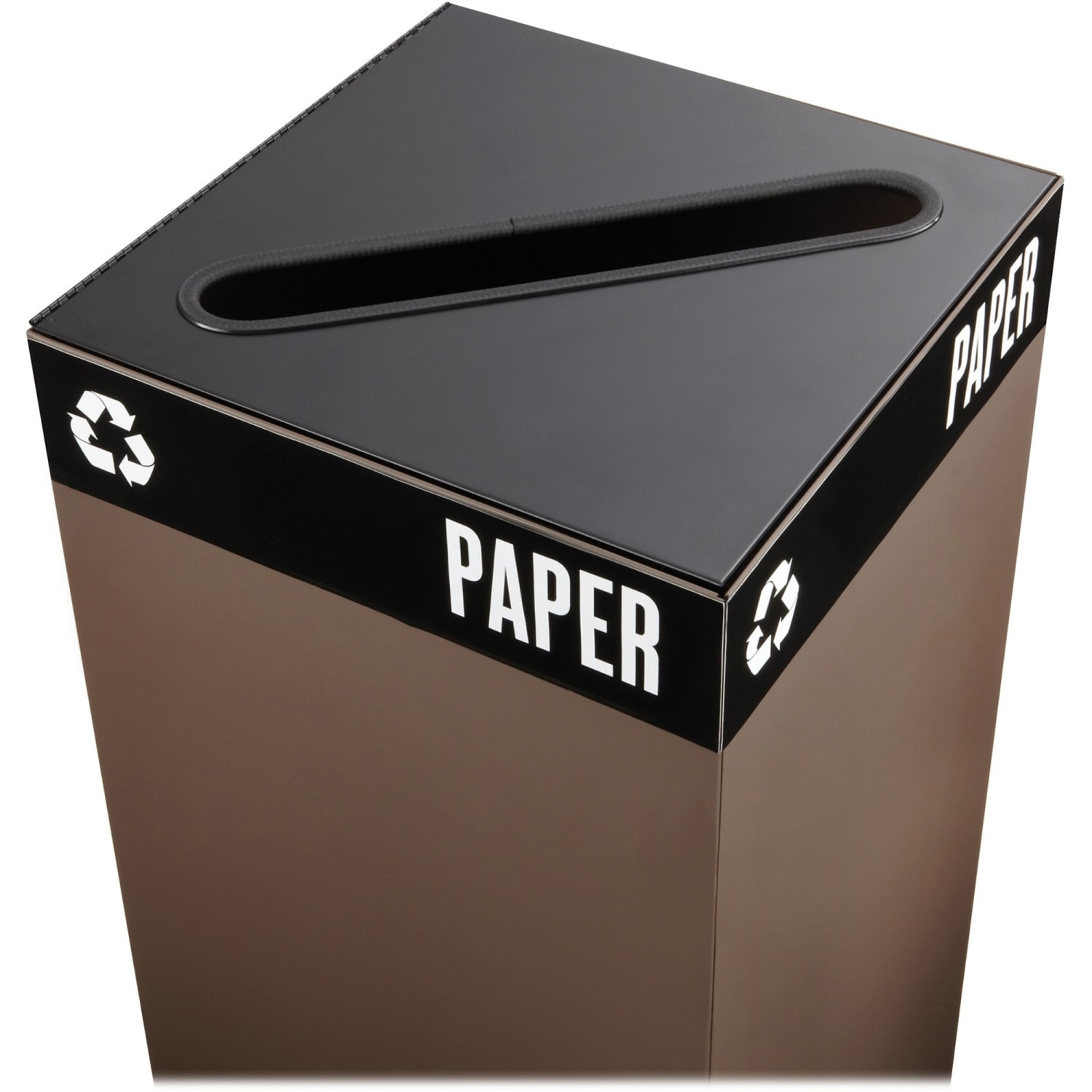 Safco Public Square Recycling Receptacle Lid, 2in x 15in Slot, 3/4inH x 15inW x 15inD, Black - Image 3