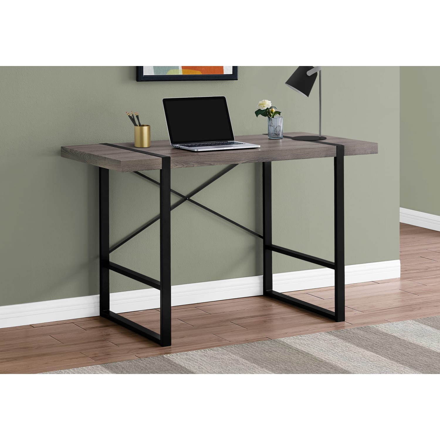 Monarch Specialties Jared 49inW Computer Desk, Dark Taupe/Black - Image 3