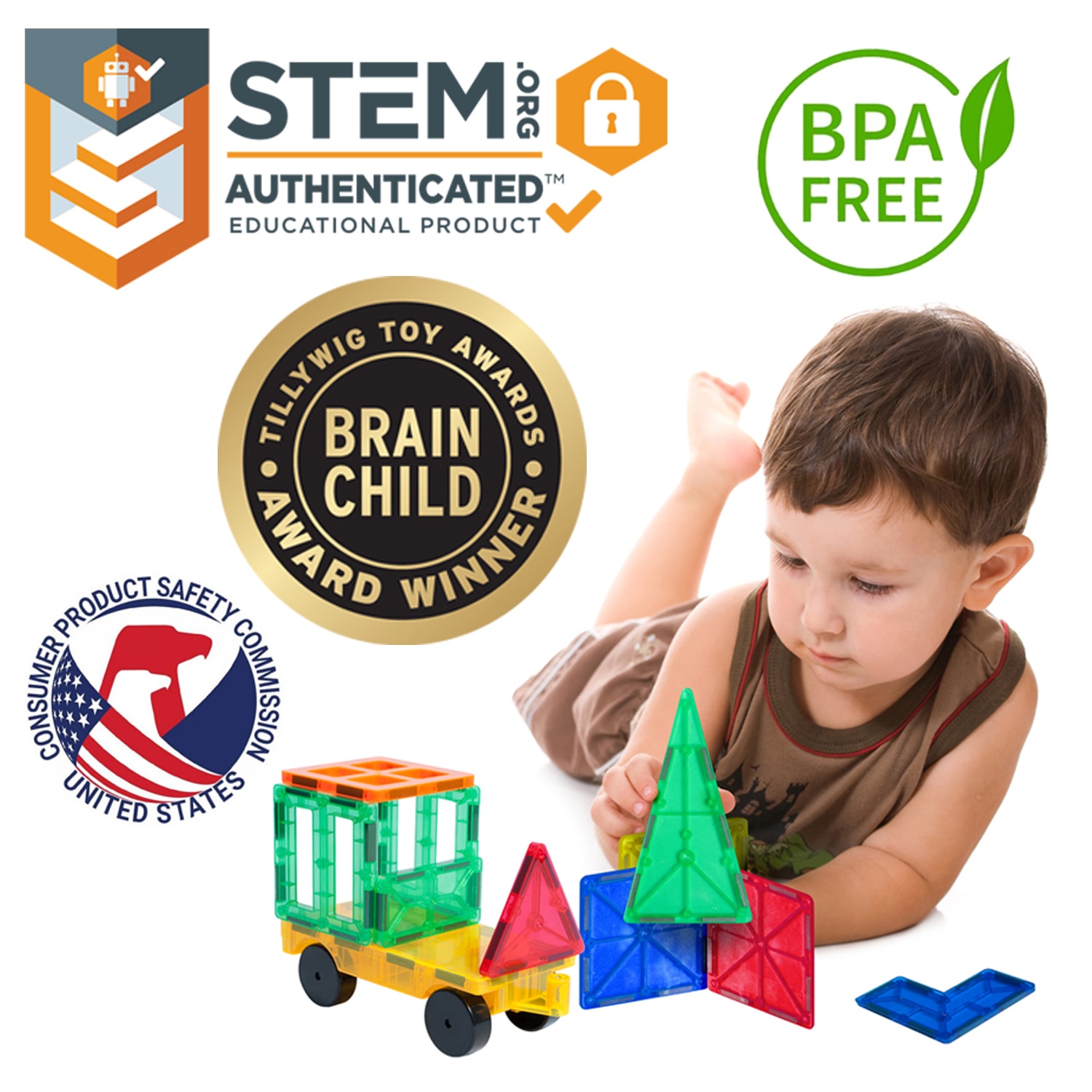 Tytan Toys STEM Education Magnetic Learning Tiles Set, Set Of 60 Pieces - Image 6