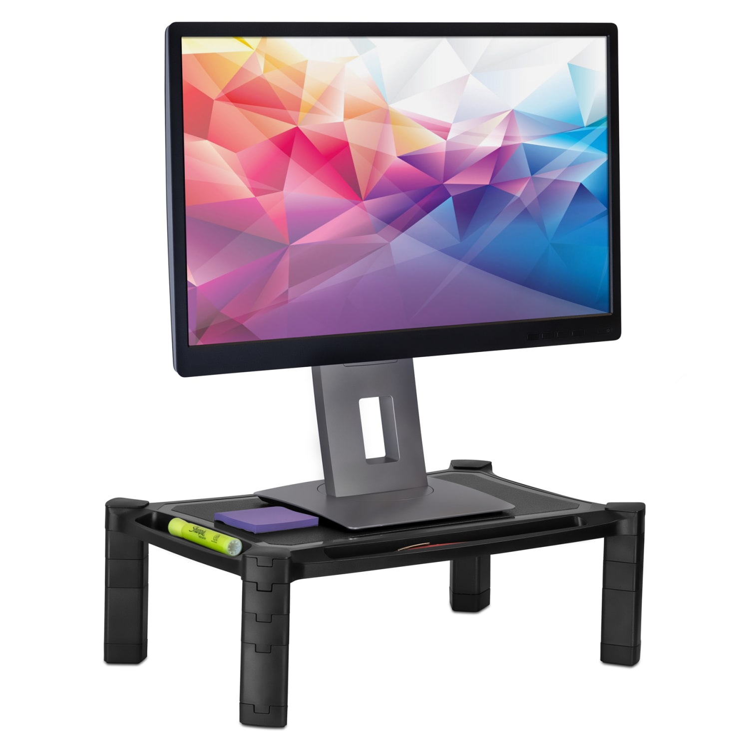 Mount-It! Desktop Computer Monitor Riser For 13 - 32in Monitors, 6-5/8inH x 19-1/4inW x 12-5/8inD, Black - Image 3