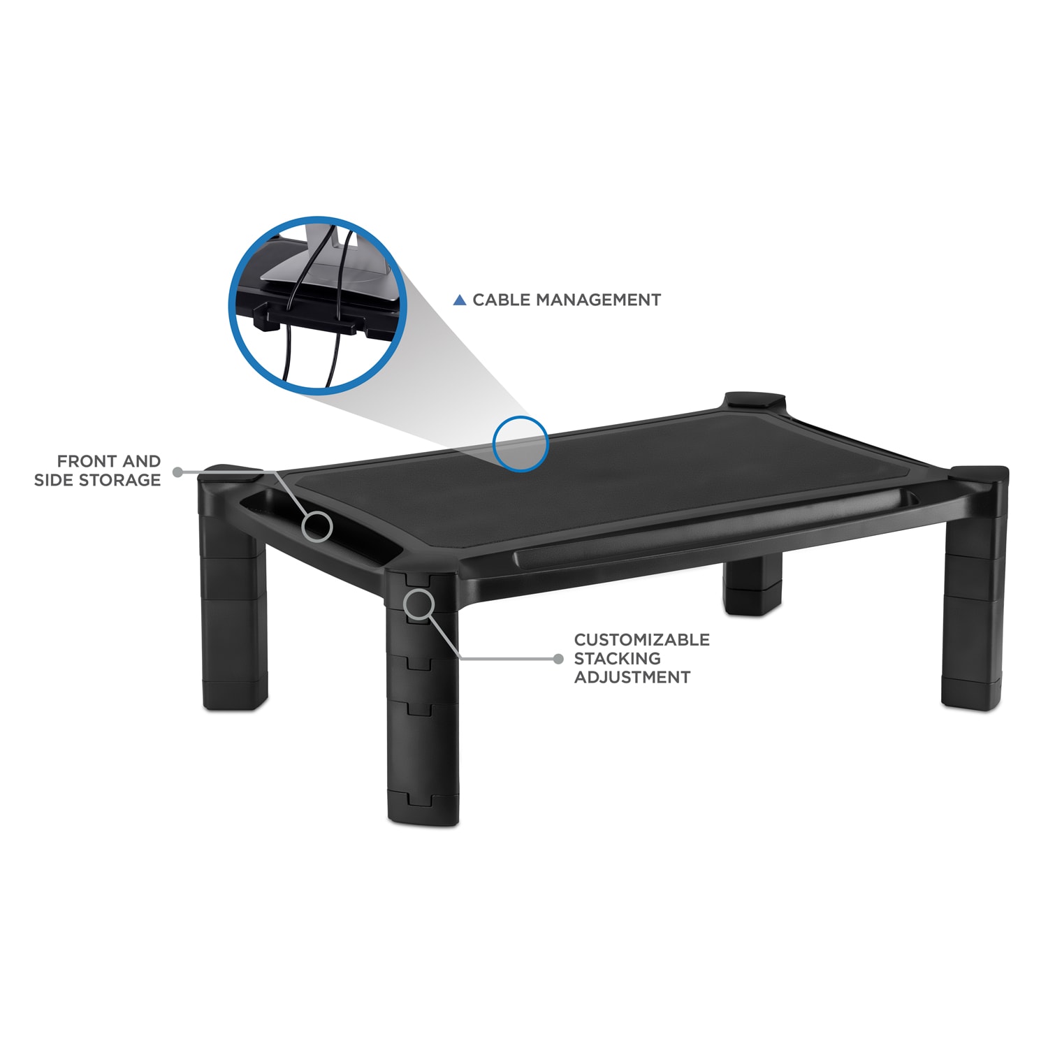 Mount-It! Desktop Computer Monitor Riser For 13 - 32in Monitors, 6-5/8inH x 19-1/4inW x 12-5/8inD, Black - Image 4