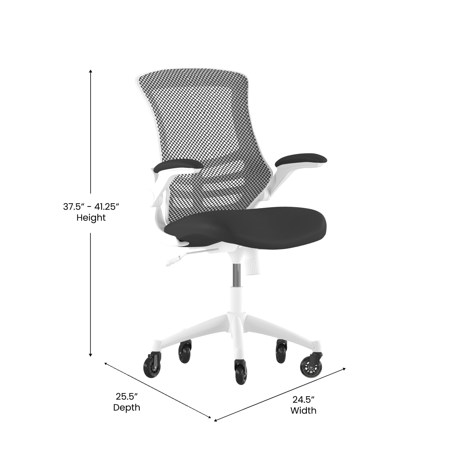 Flash Furniture Kelista Ergonomic Mesh Mid-Back Swivel Task Chair, Black/White - Image 6