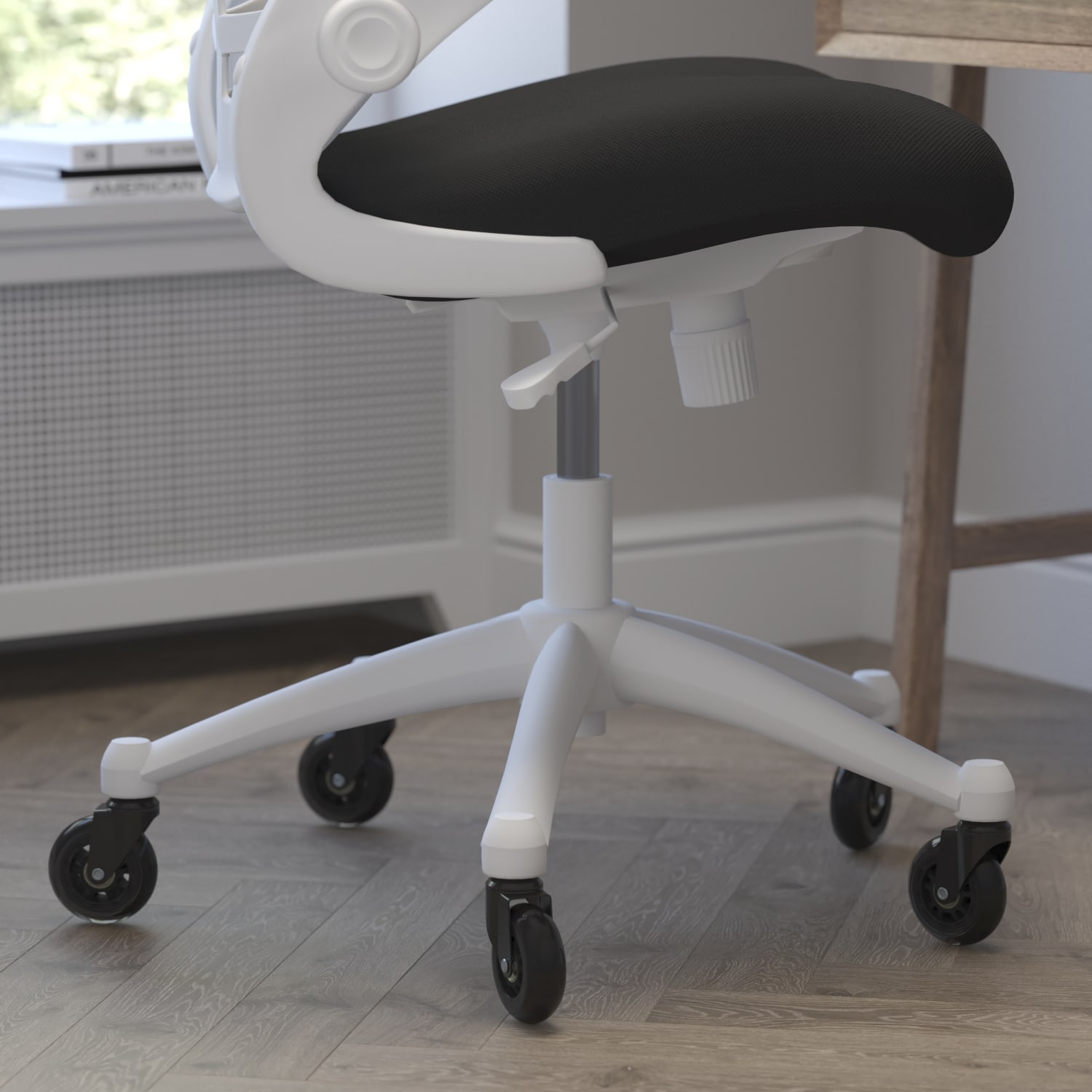 Flash Furniture Kelista Ergonomic Mesh Mid-Back Swivel Task Chair, Black/White - Image 8