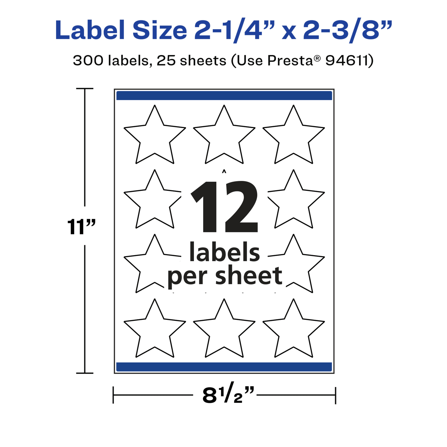 Avery Glossy Permanent Labels With Sure Feed, 94611-WGP25, Star, 2-1/4in x 2-3/8in, White, Pack Of 300 - Image 6