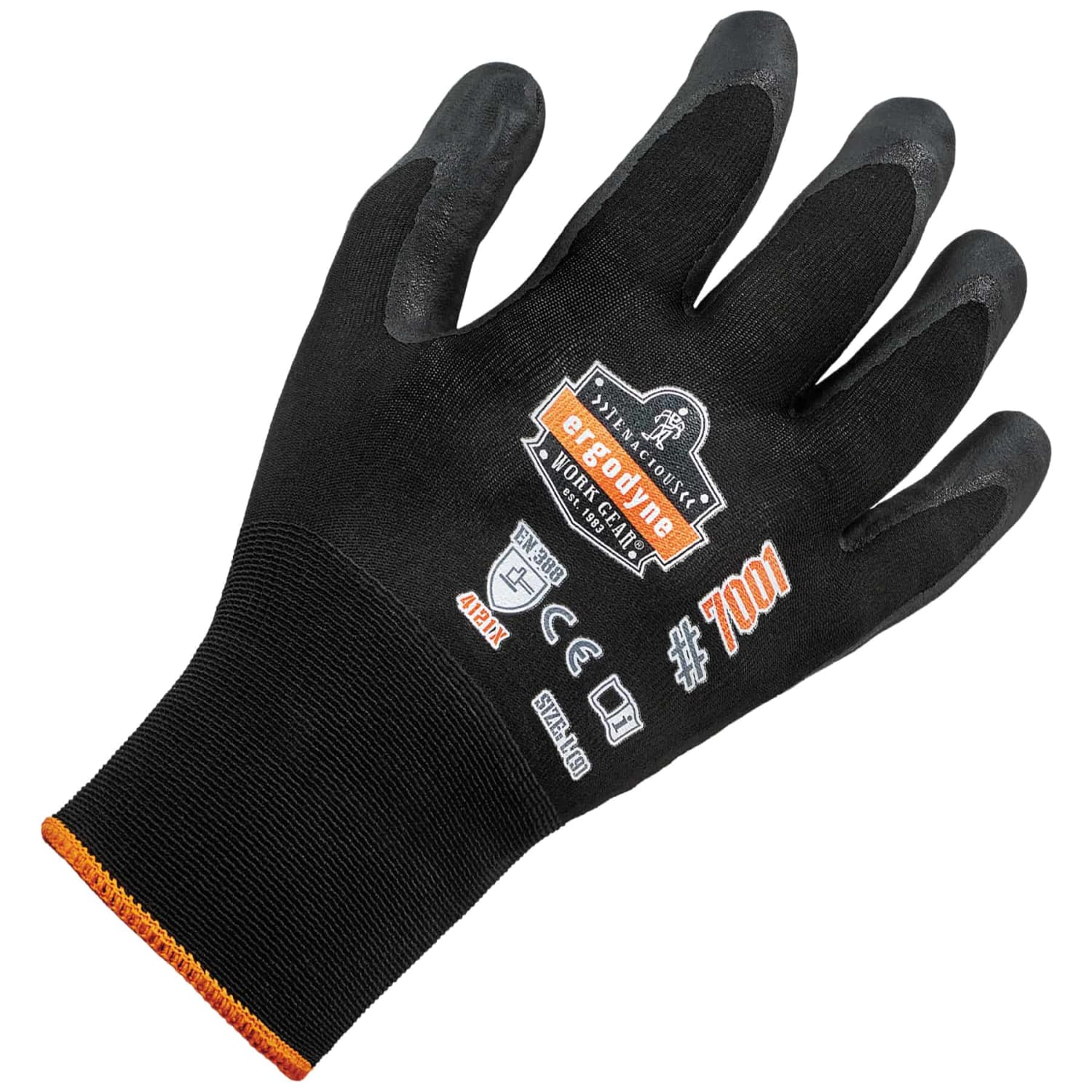 Ergodyne ProFlex 7001 Nitrile-Coated Nylon Gloves, Medium, Black - Image 3