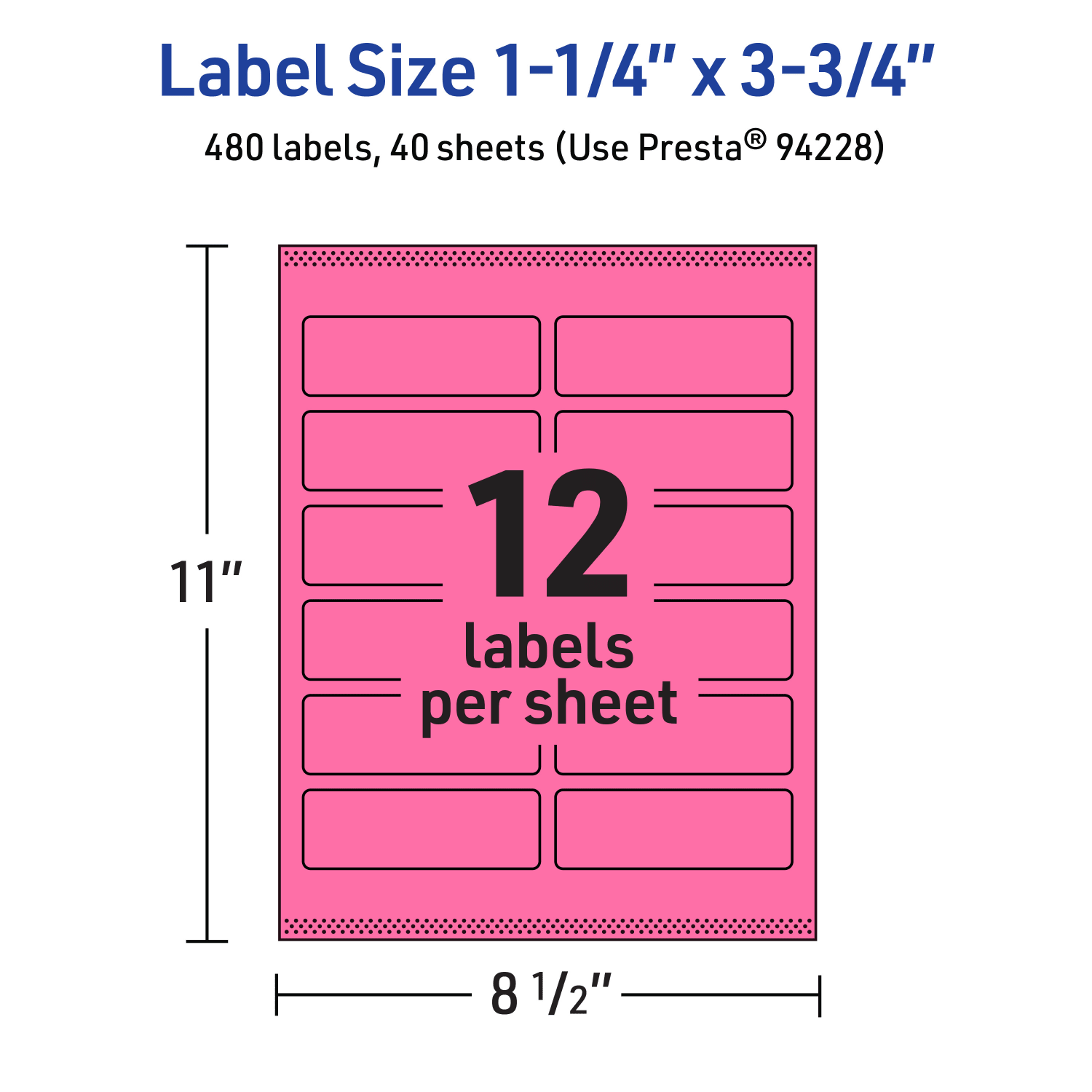 Avery Print-To-The-Edge Labels With Sure Feed Technology And Easy Peel, 94228-BPP40, Rectangle, 1-1/4in x 3-3/4in, Matte Bright Pink, Pack of 480 - Image 6