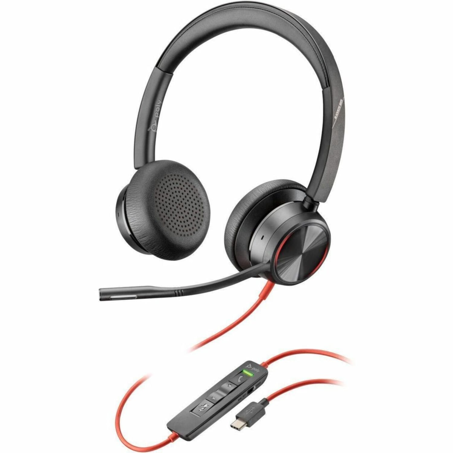 Poly Blackwire 8225 Stereo USB-C Headset +USB-C/A Adapter - Stereo - USB Type C - Wired - 32 Ohm - O - 8X223AA