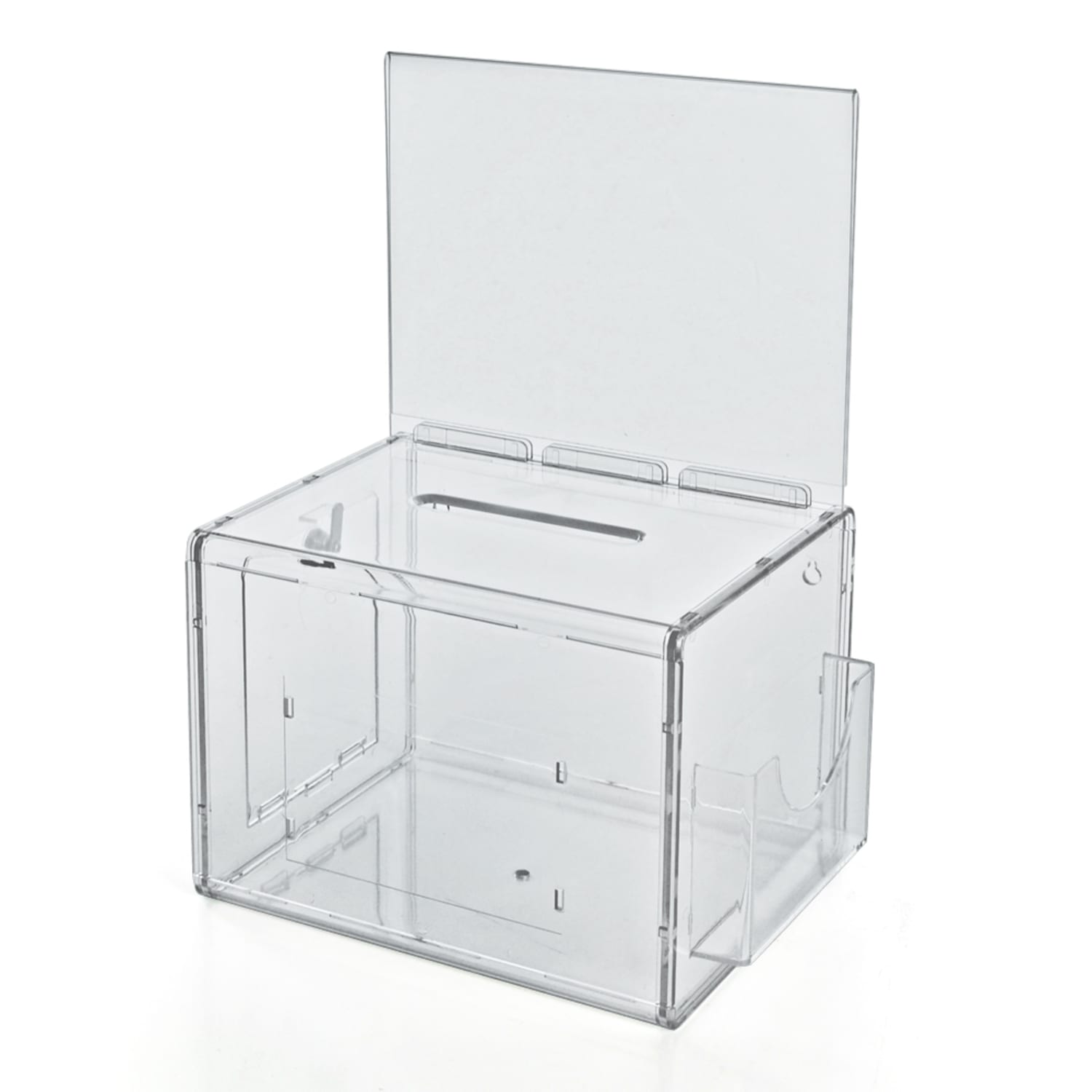 Azar Displays Plastic Suggestion Box, With Lock, Extra-Large, 8 1/4inH x 11inW x 8 1/4inD, Clear