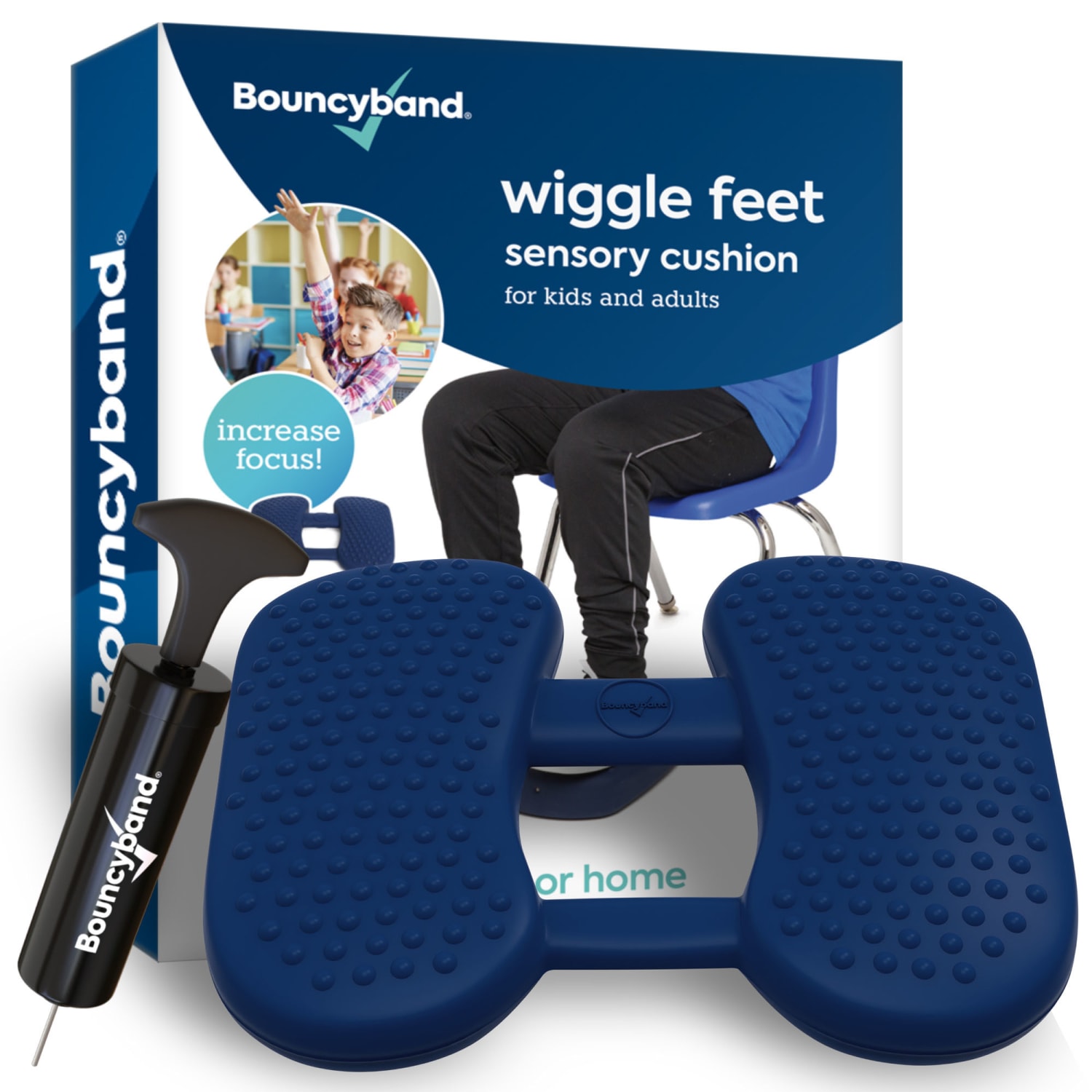 Bouncyband Wiggle Feet Sensory Cushion, 13-1/8in x 2-3/4in, Blue