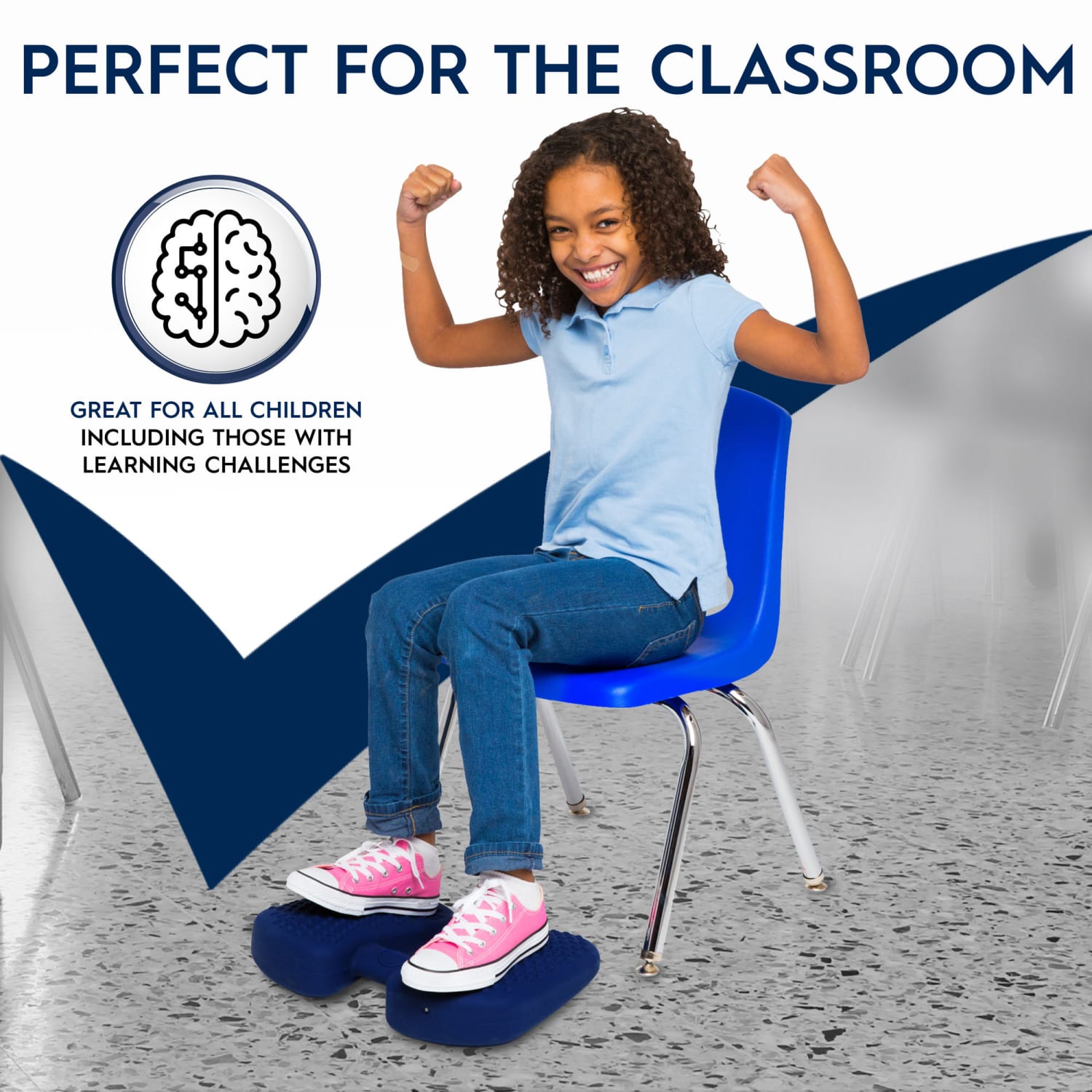Bouncyband Wiggle Feet Sensory Cushion 1318in x 234in Blue PopularChairscom Bouncyband Wiggle Feet Sensory Cushion 13 18in x 2 34in Blue PopularChairscom