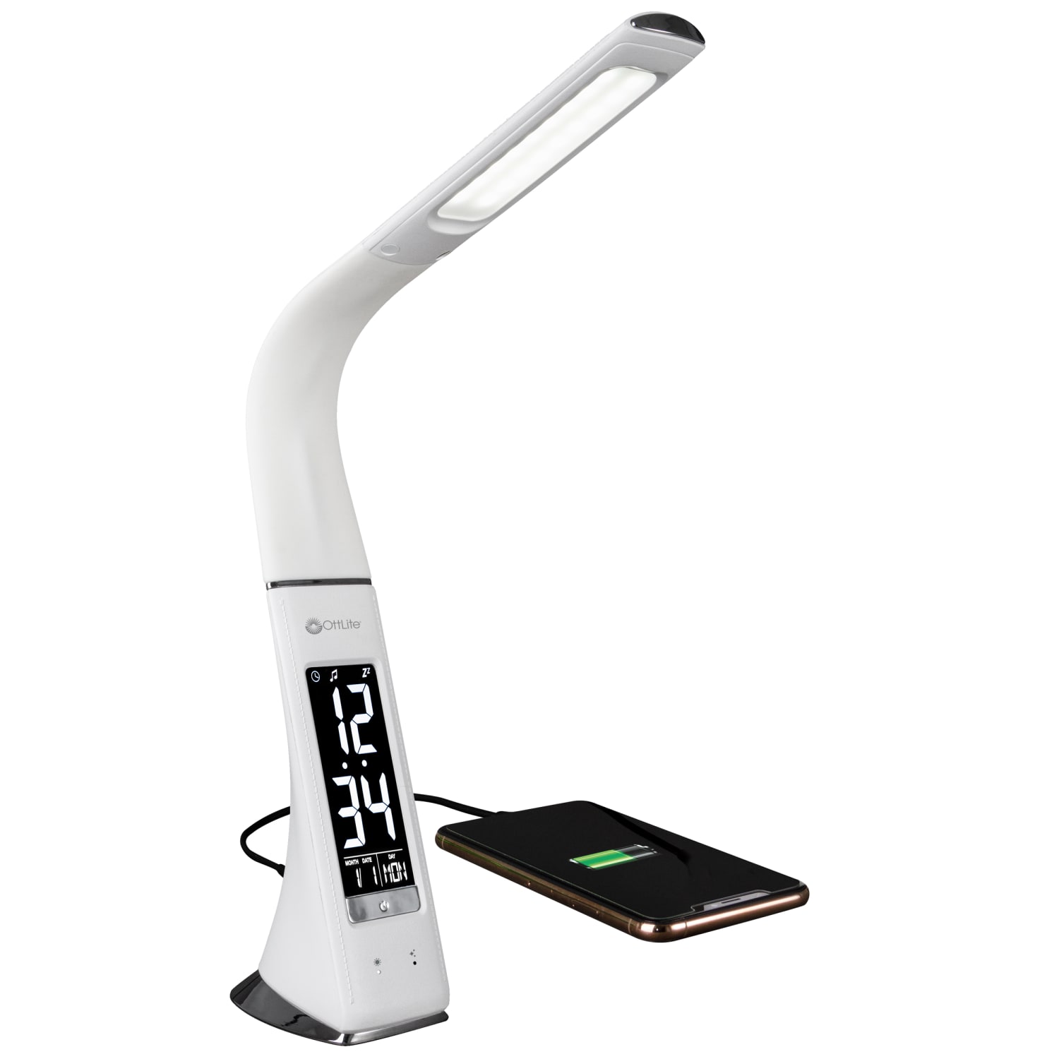 OttLite Wellness Series, Thrive LED Sanitizing Desk Lamp With Clock And USB Charging - Image 3