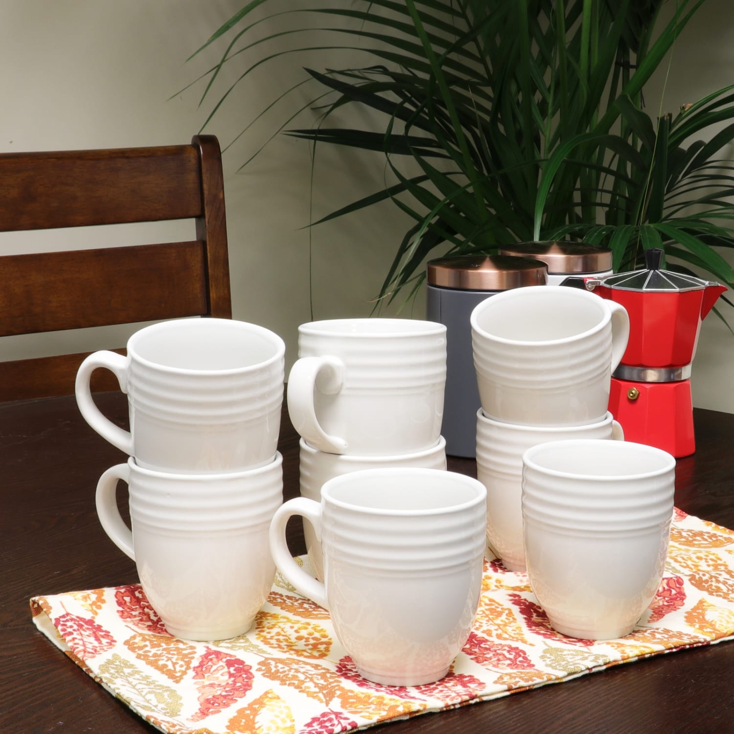 Gibson Plaza Cafe Mugs, 15 Oz, White, Set Of 8 Mugs - Image 4