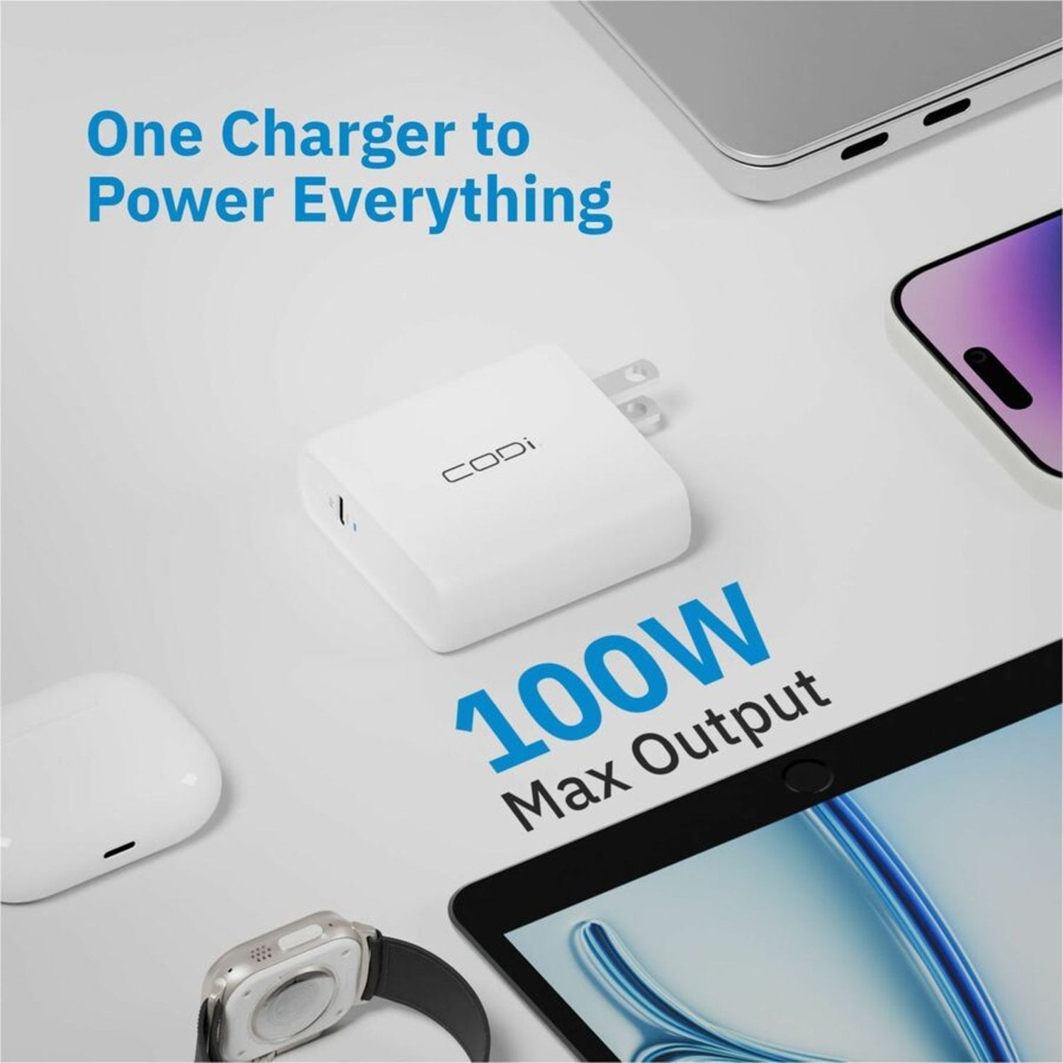CODi 100W Wall USB-C Charger with 6.5ft USB2.0 EPR Braided Cable - A01118 - Image 4