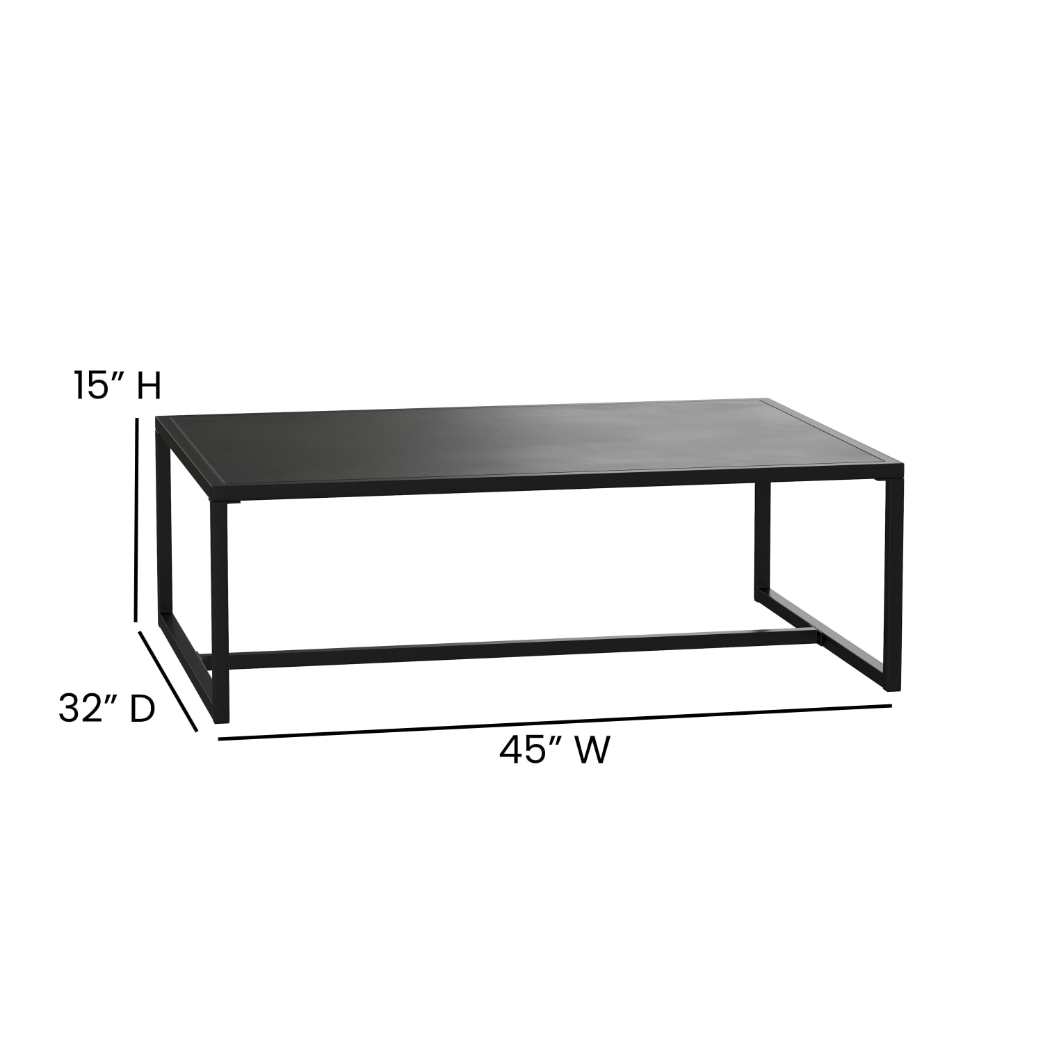 Flash Furniture Brock Outdoor Commercial-Grade Steel Patio Outdoor Furniture Coffee Table, 15inH x 45inW x 32inD, Black - Image 6