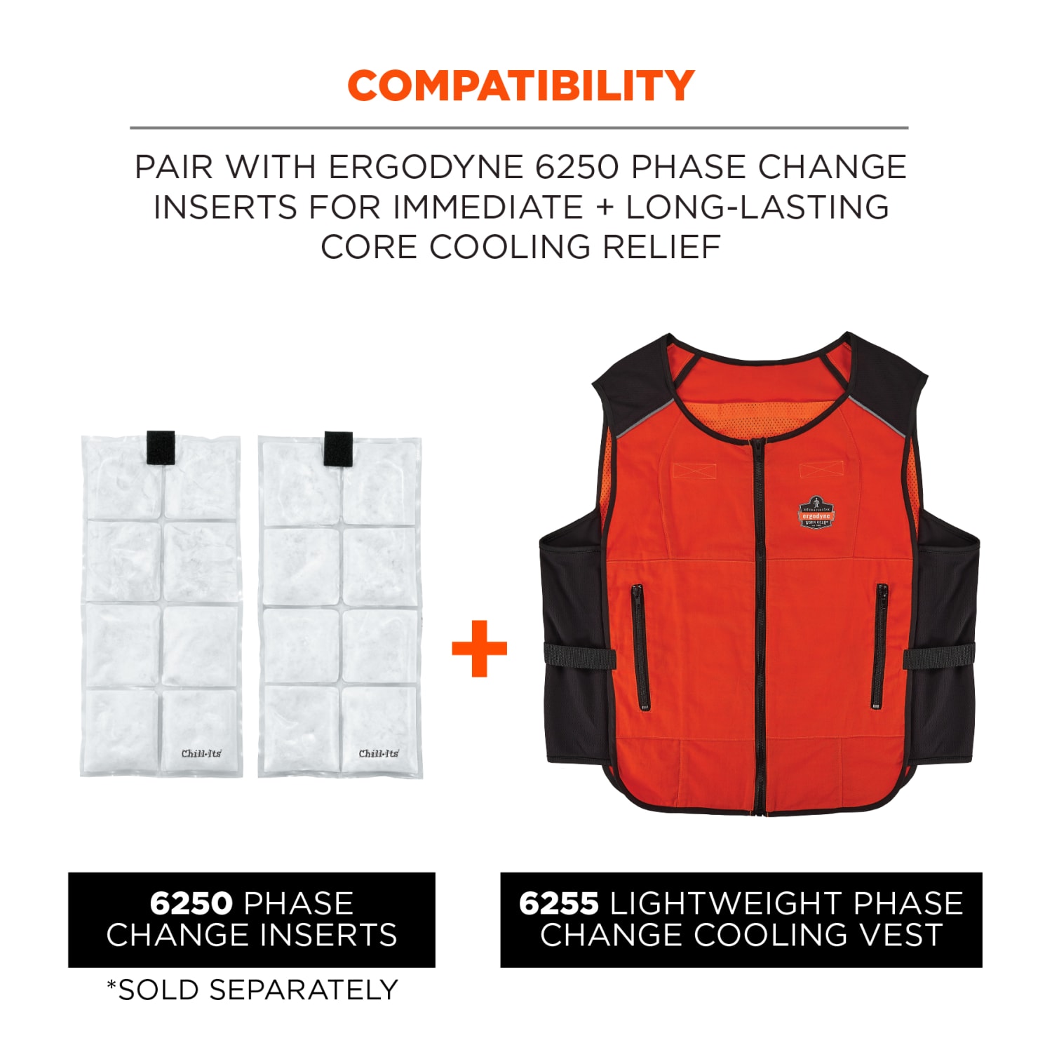 Ergodyne 6255 Lightweight Phase Change Cooling Vest, 2XL/3XL, Orange, Total Qty 1 - Image 3