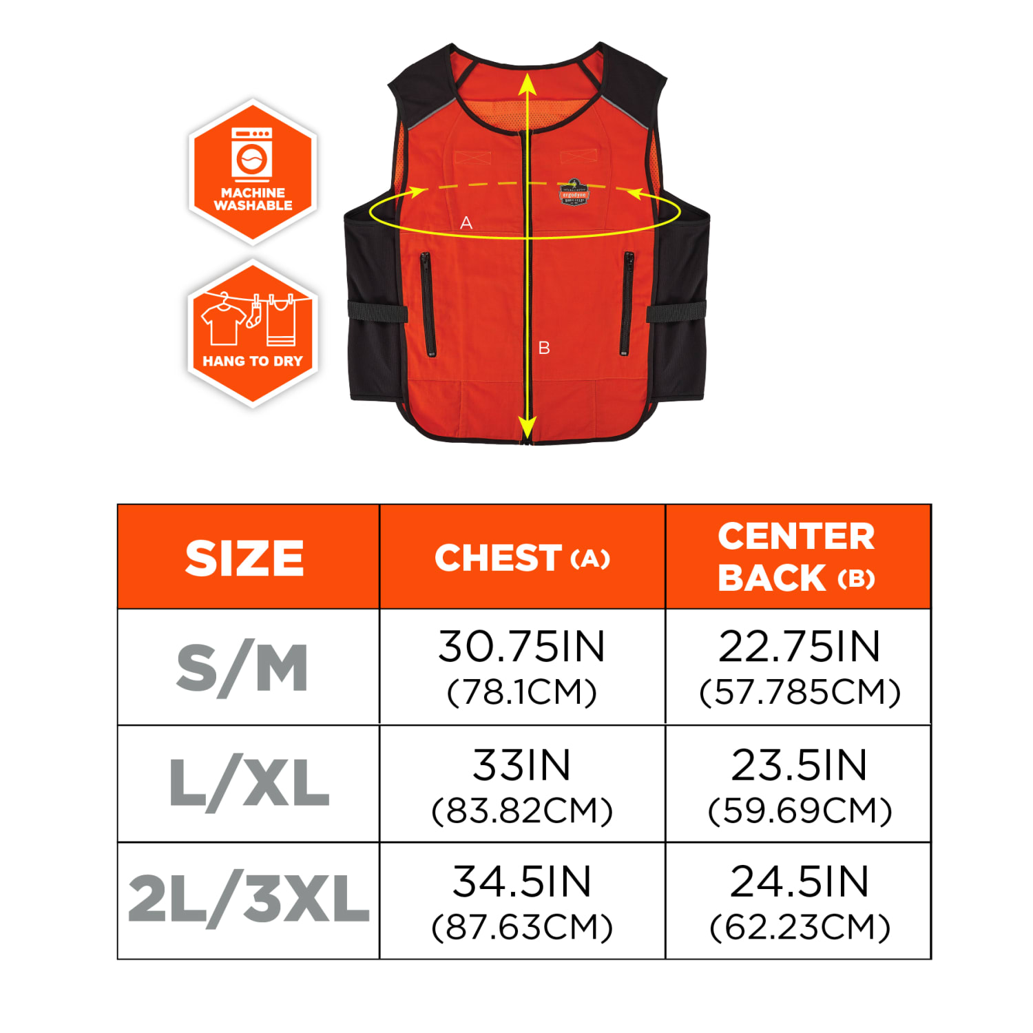 Ergodyne 6255 Lightweight Phase Change Cooling Vest, 2XL/3XL, Orange, Total Qty 1 - Image 4