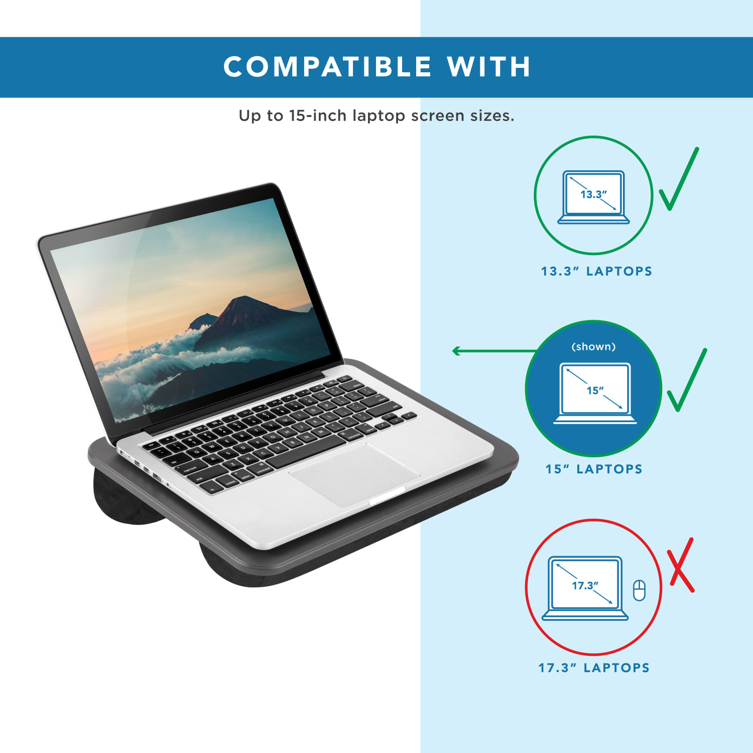 LapGear Compact Lap Desk, Charcoal, Pack of 12 Desks - Image 5