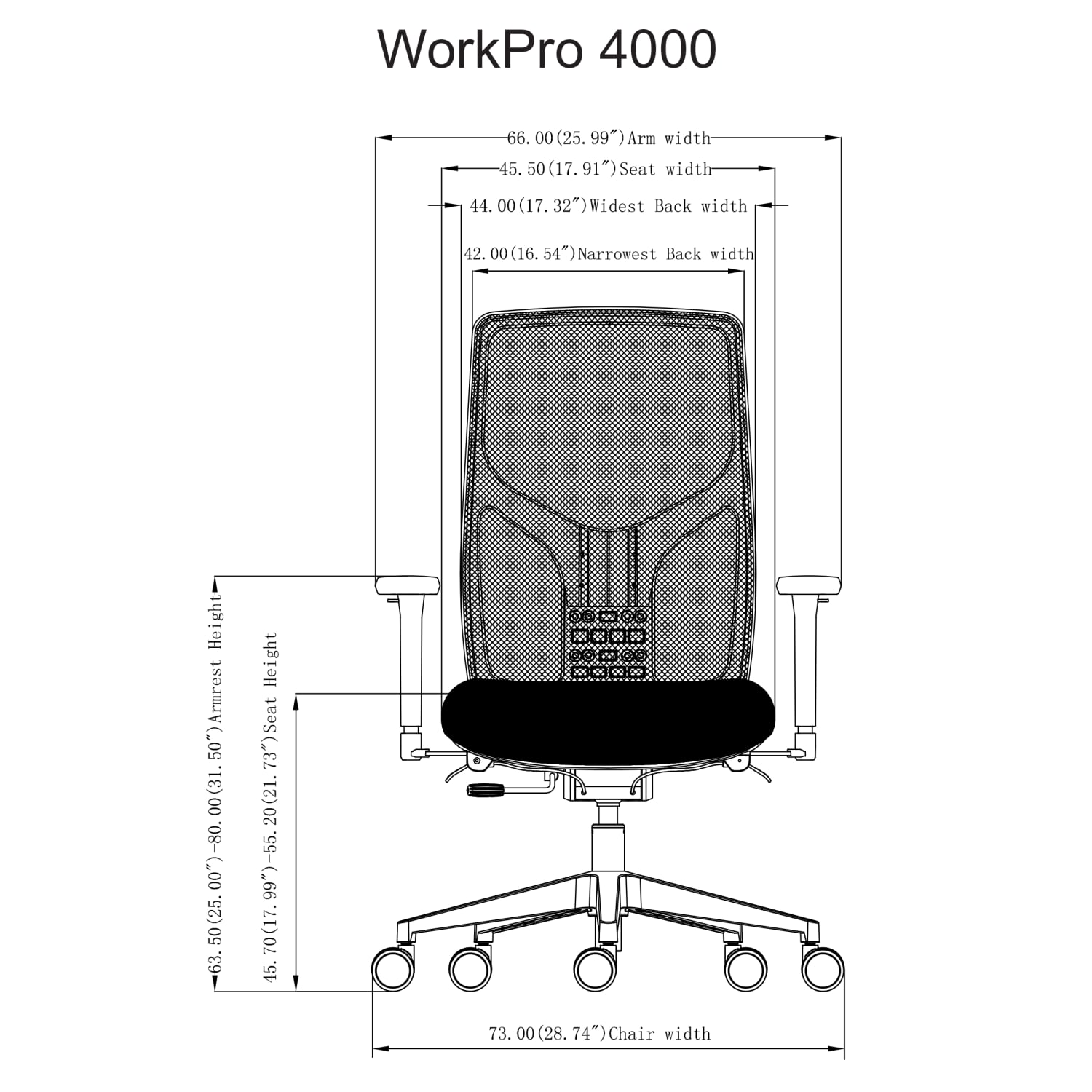 WorkPro 4000 Series Multifunction Ergonomic MeshFabric High Back Executive Office Chair BlackBlack BIFMA Compliant PopularChairscom